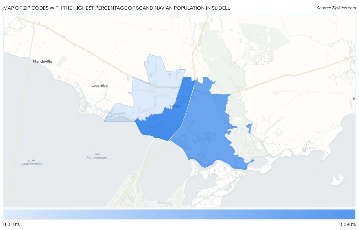 Zip Codes with the Highest Percentage of Scandinavian Population in Slidell Map