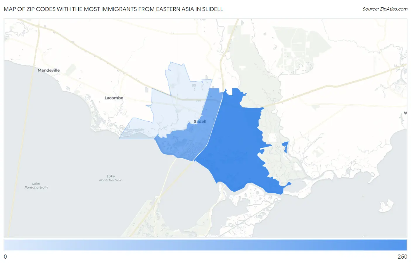 Zip Codes with the Most Immigrants from Eastern Asia in Slidell Map