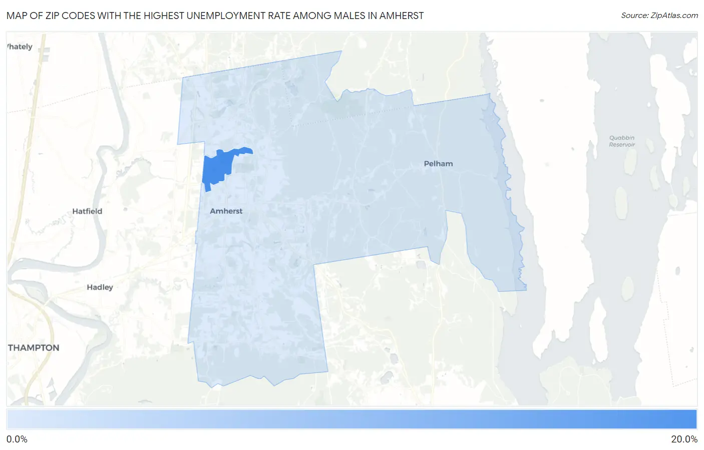 Zip Codes with the Highest Unemployment Rate Among Males in Amherst Map