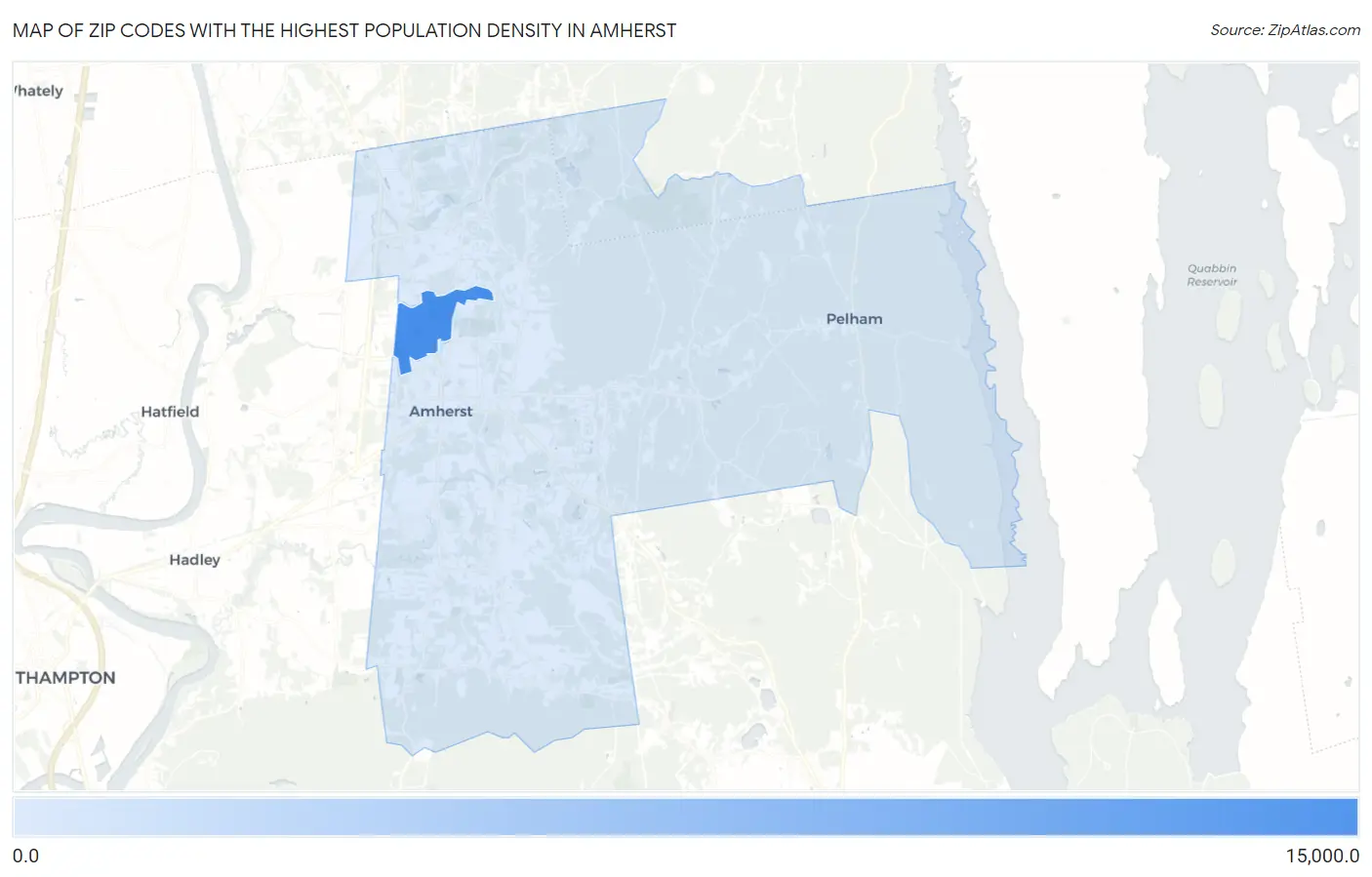 Zip Codes with the Highest Population Density in Amherst Map