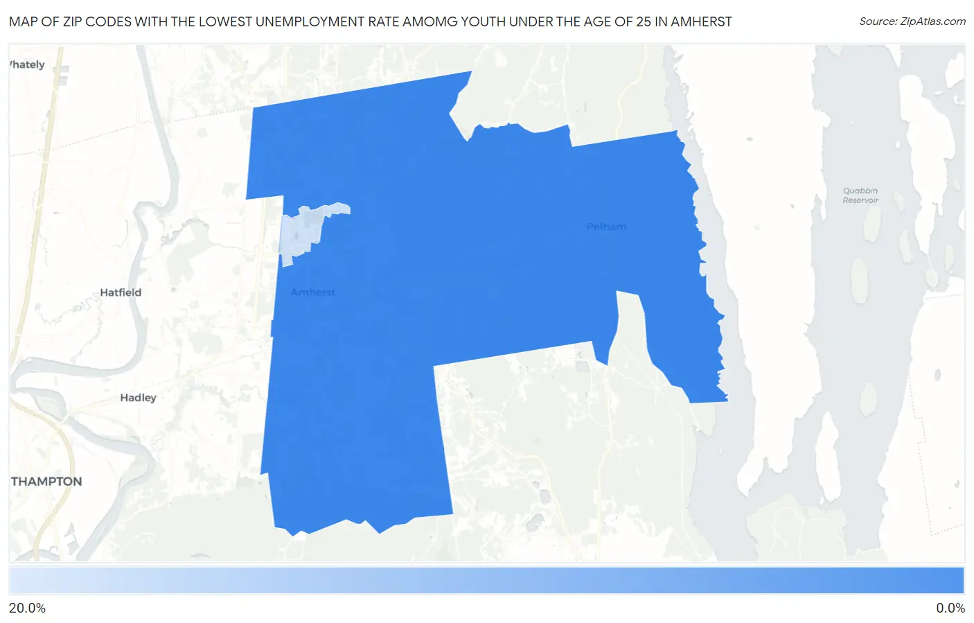 Zip Codes with the Lowest Unemployment Rate Amomg Youth Under the Age of 25 in Amherst Map