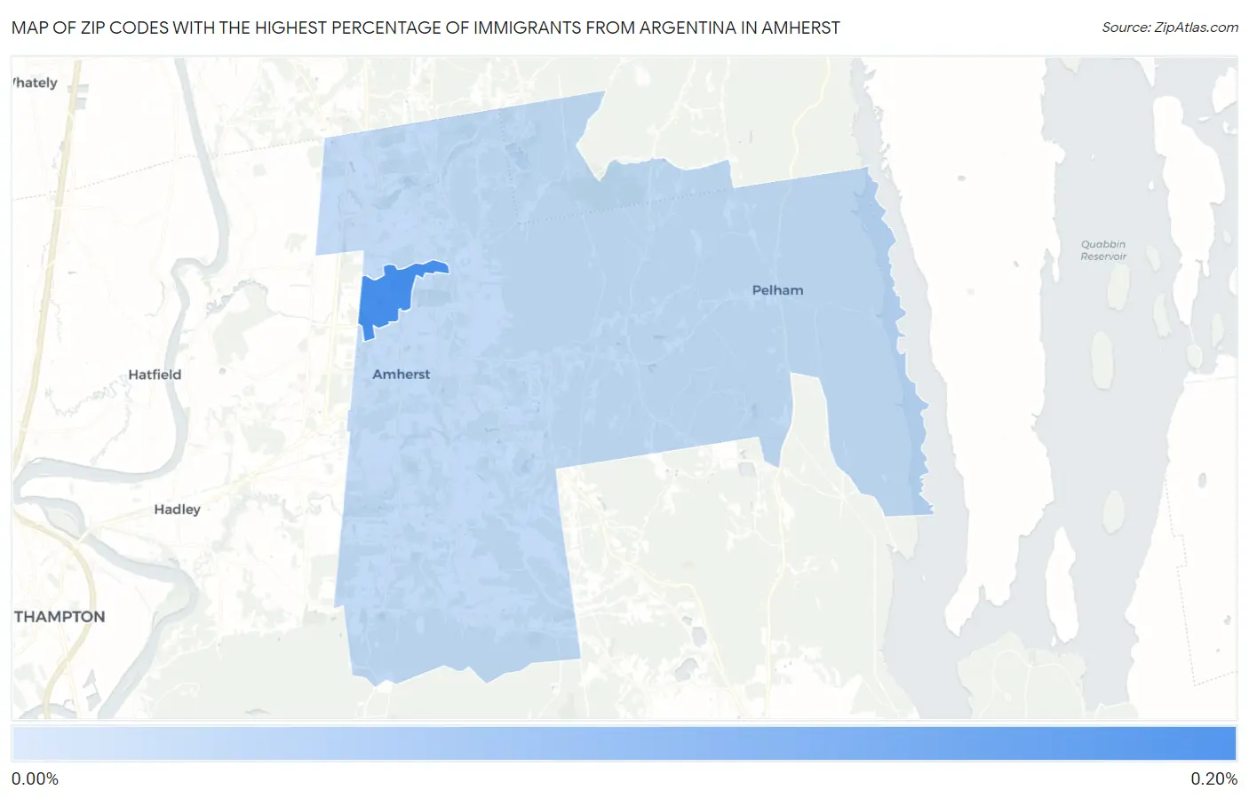 Zip Codes with the Highest Percentage of Immigrants from Argentina in Amherst Map