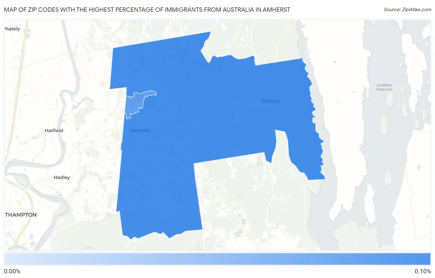 Zip Codes with the Highest Percentage of Immigrants from Australia in Amherst Map