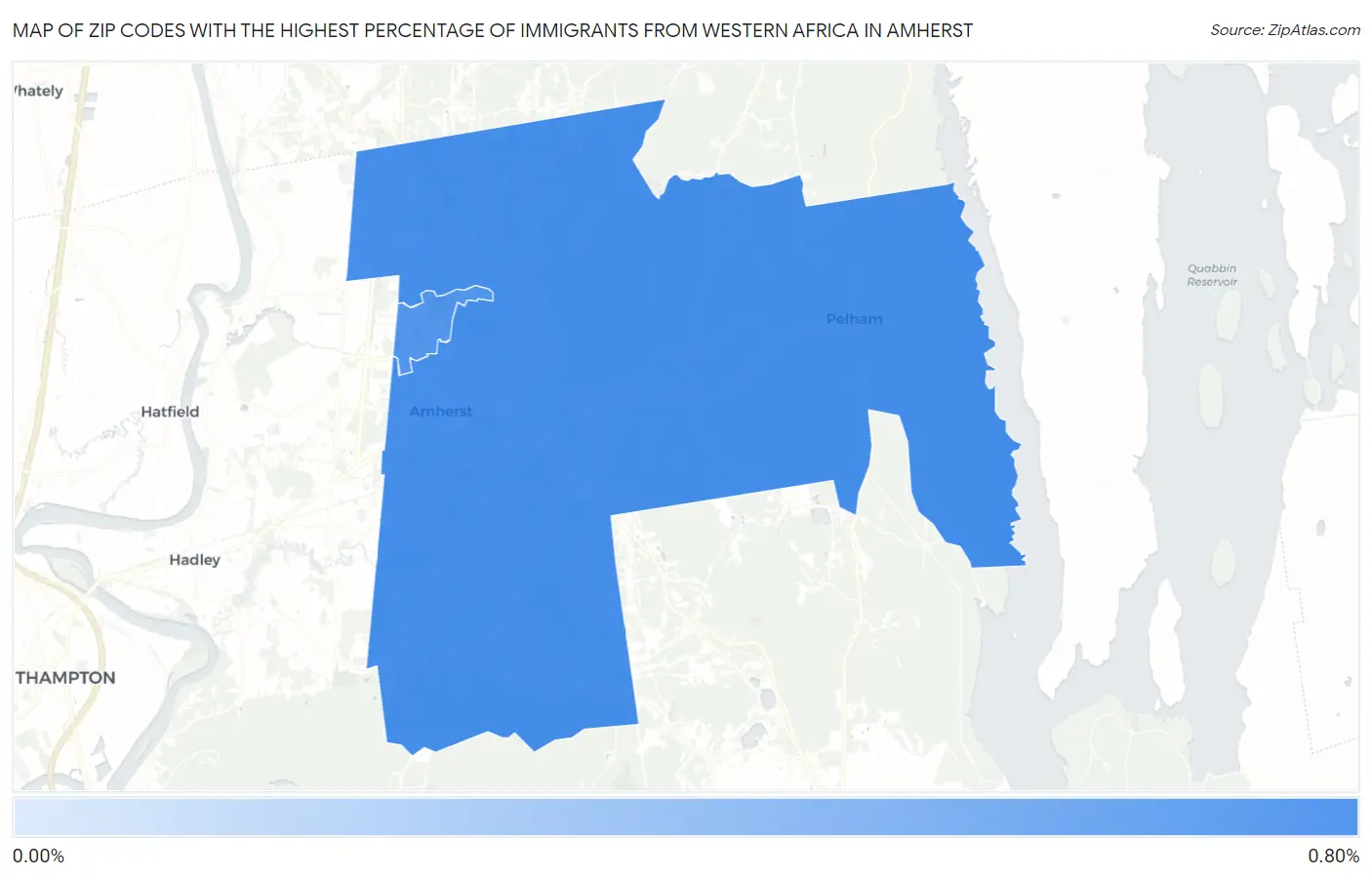 Zip Codes with the Highest Percentage of Immigrants from Western Africa in Amherst Map