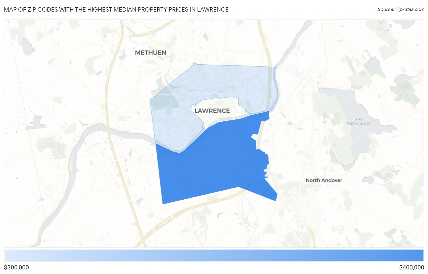 Zip Codes with the Highest Median Property Prices in Lawrence Map