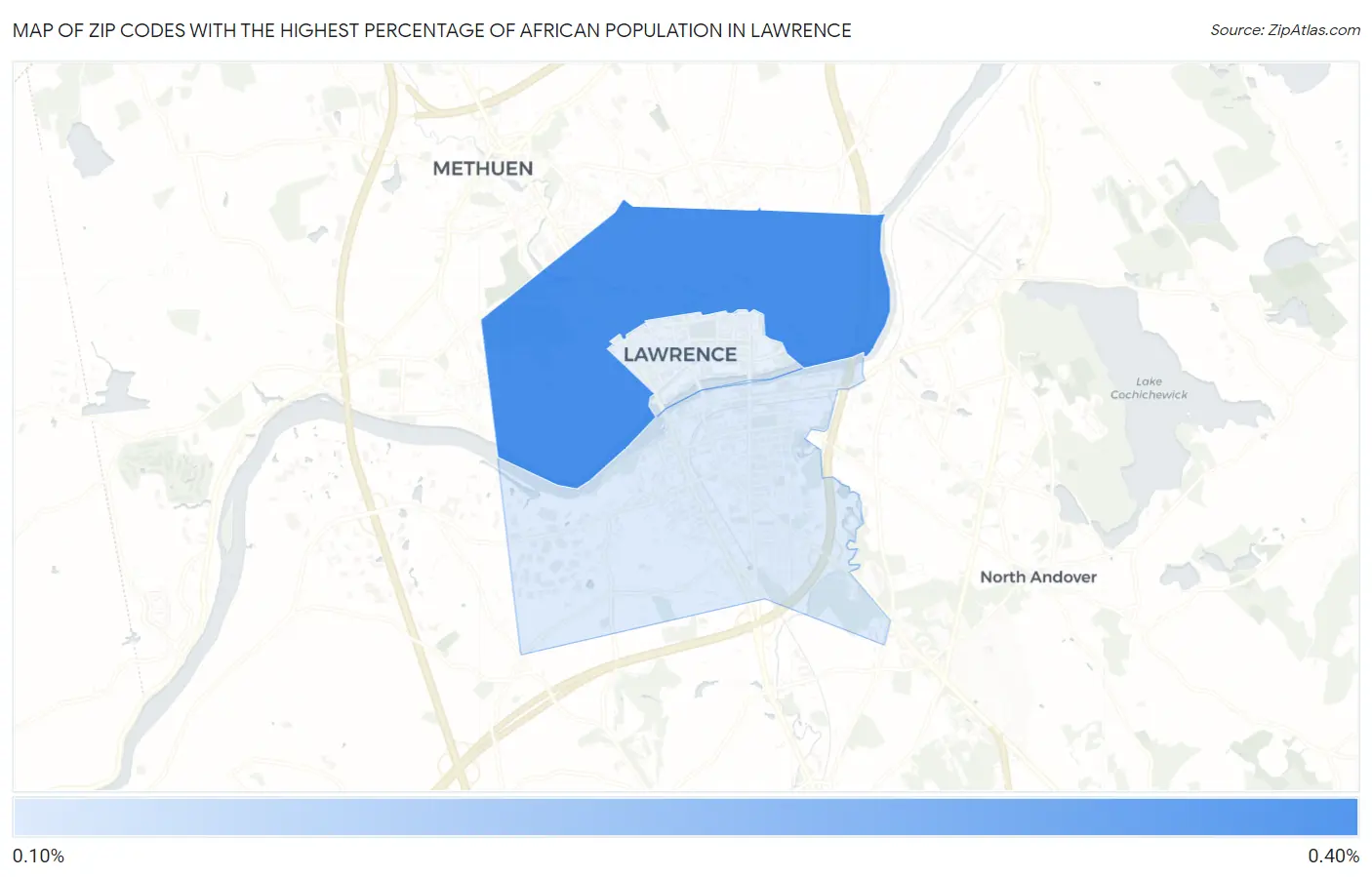 Zip Codes with the Highest Percentage of African Population in Lawrence Map