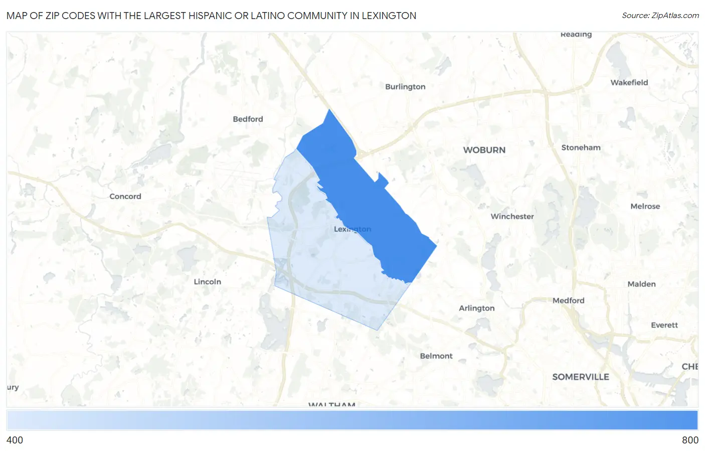 Zip Codes with the Largest Hispanic or Latino Community in Lexington Map