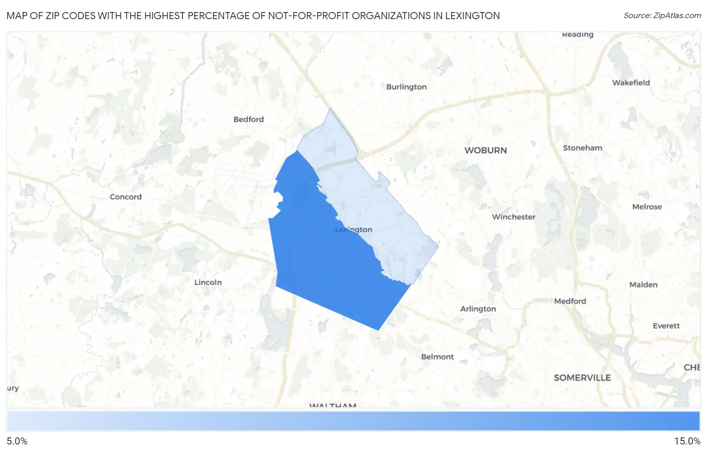 Zip Codes with the Highest Percentage of Not-for-profit Organizations in Lexington Map