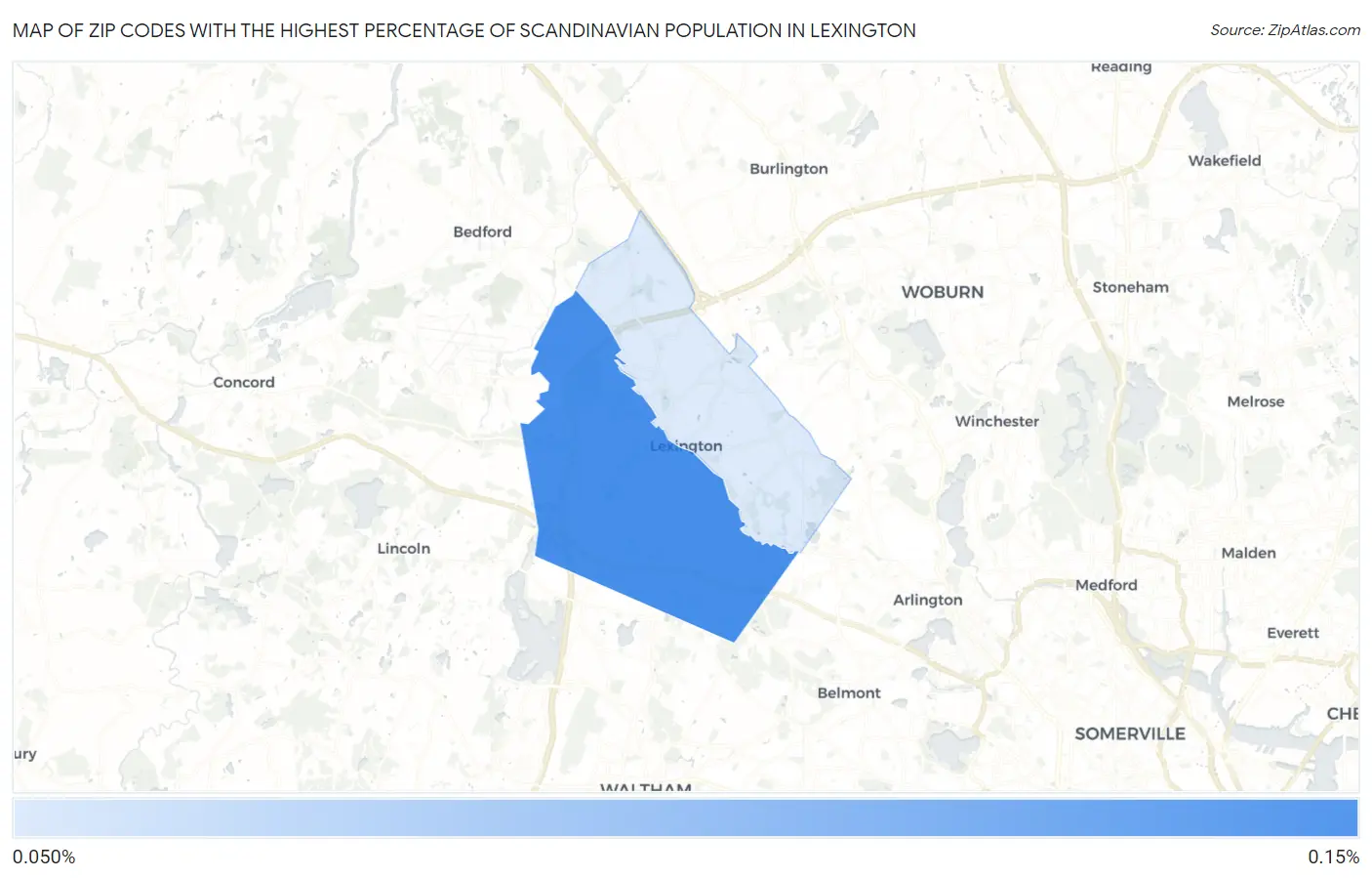 Zip Codes with the Highest Percentage of Scandinavian Population in Lexington Map