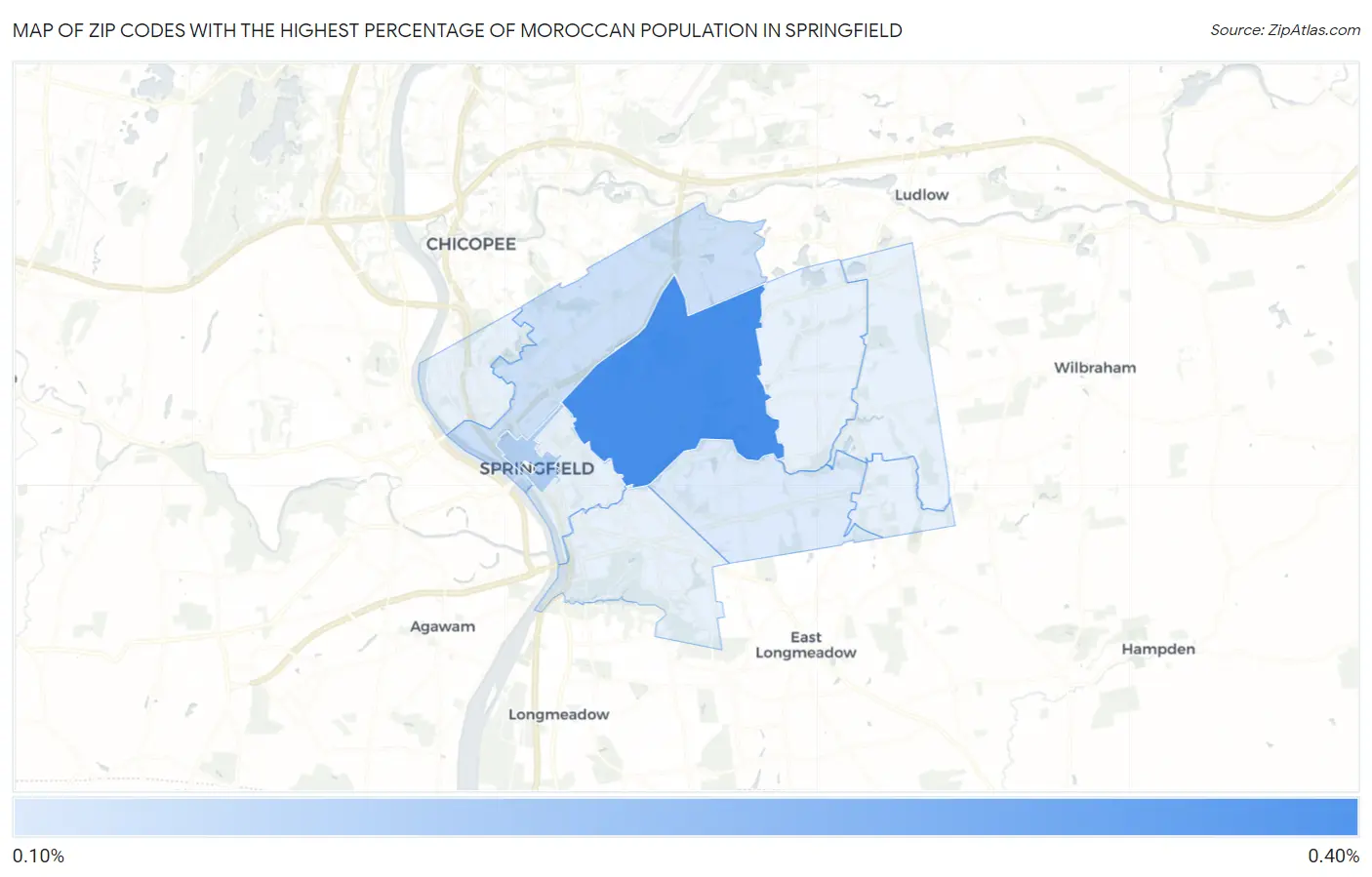 Zip Codes with the Highest Percentage of Moroccan Population in Springfield Map