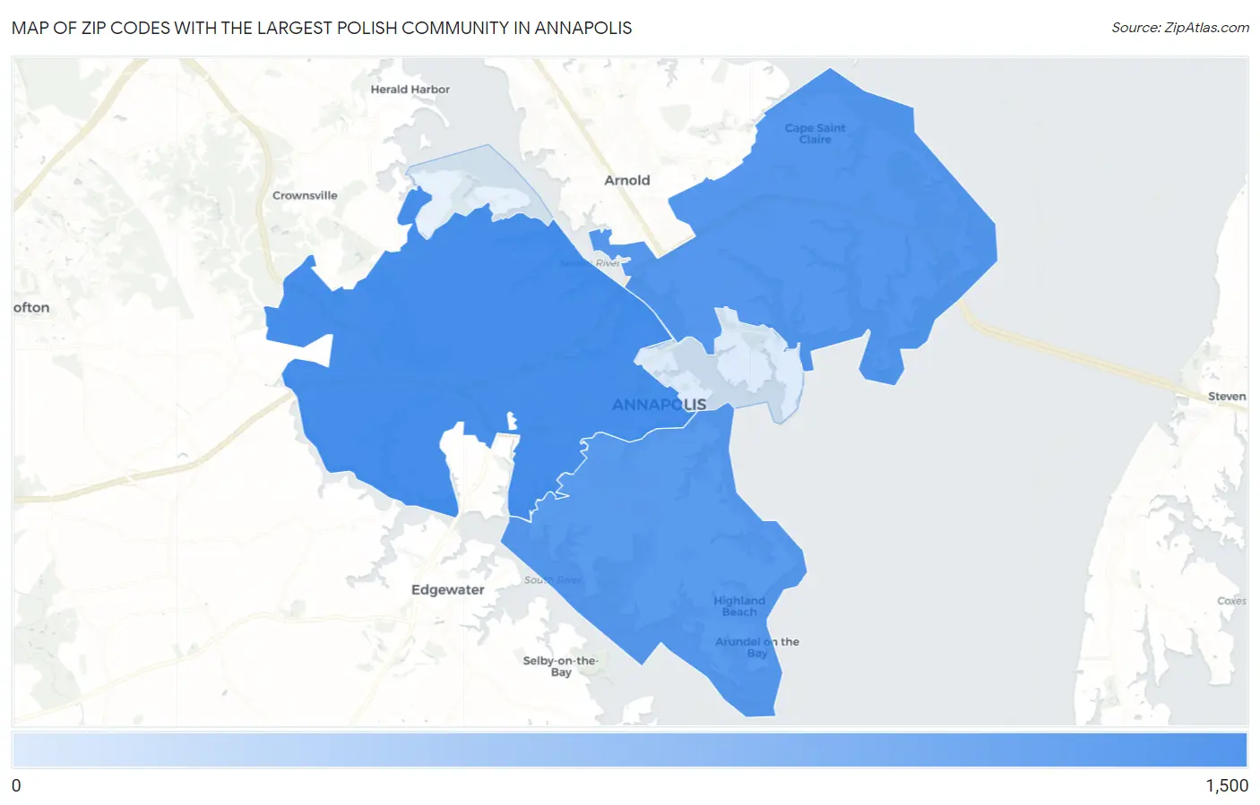 Zip Codes with the Largest Polish Community in Annapolis Map