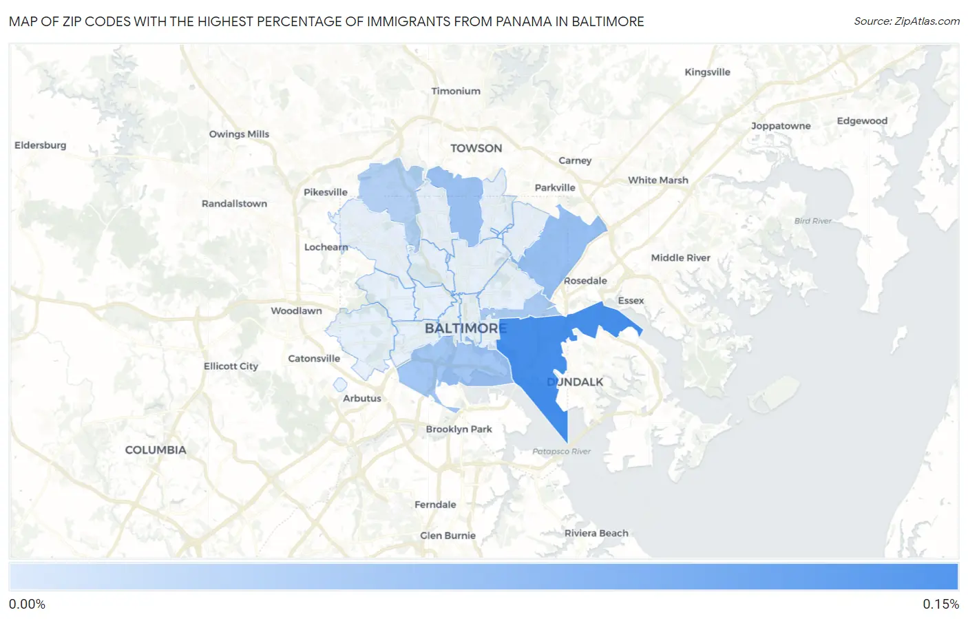 Zip Codes with the Highest Percentage of Immigrants from Panama in Baltimore Map