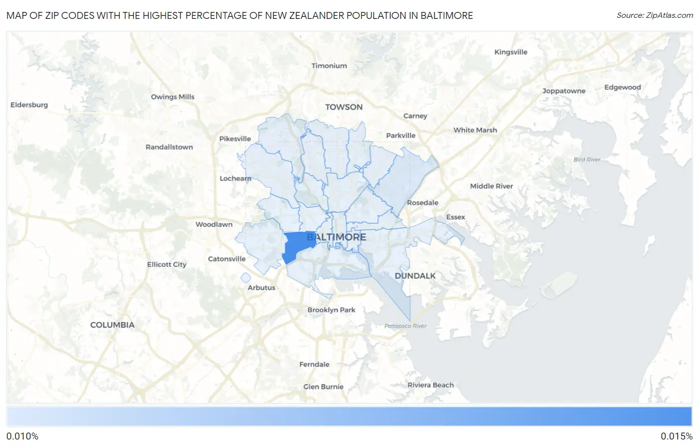 Zip Codes with the Highest Percentage of New Zealander Population in Baltimore Map
