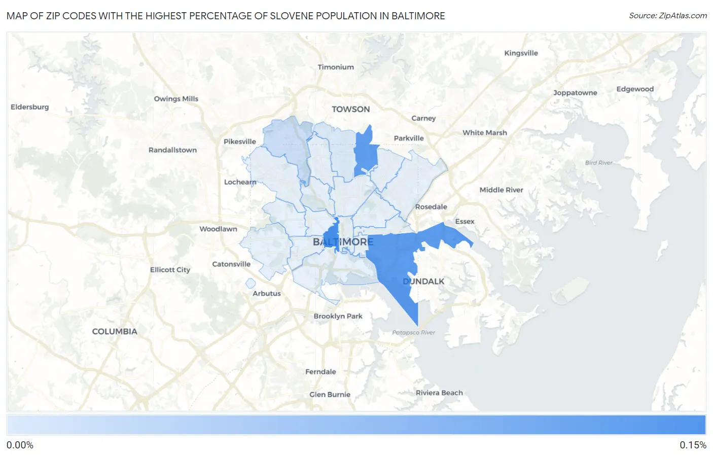 Zip Codes with the Highest Percentage of Slovene Population in Baltimore Map