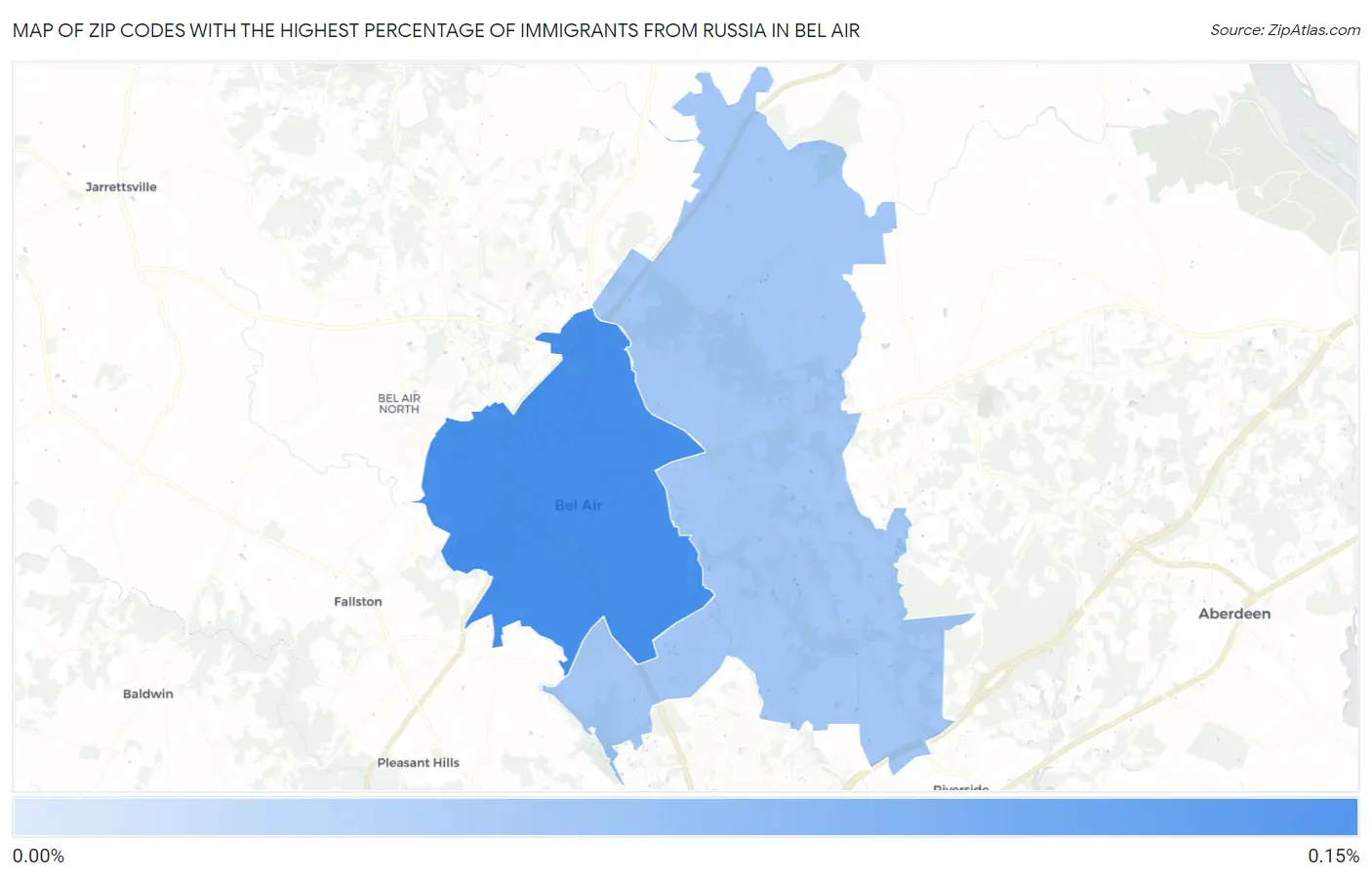 Zip Codes with the Highest Percentage of Immigrants from Russia in Bel Air Map