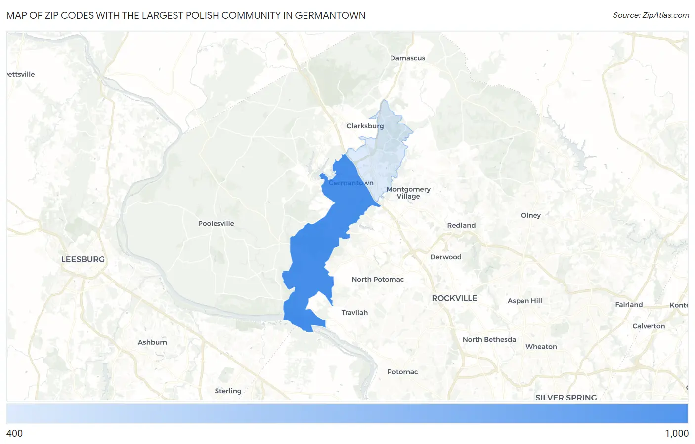 Zip Codes with the Largest Polish Community in Germantown Map