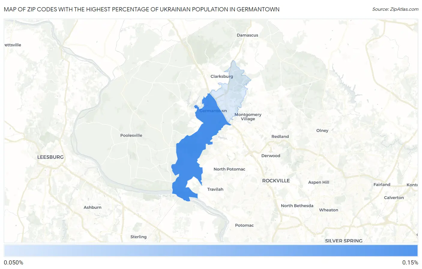 Zip Codes with the Highest Percentage of Ukrainian Population in Germantown Map