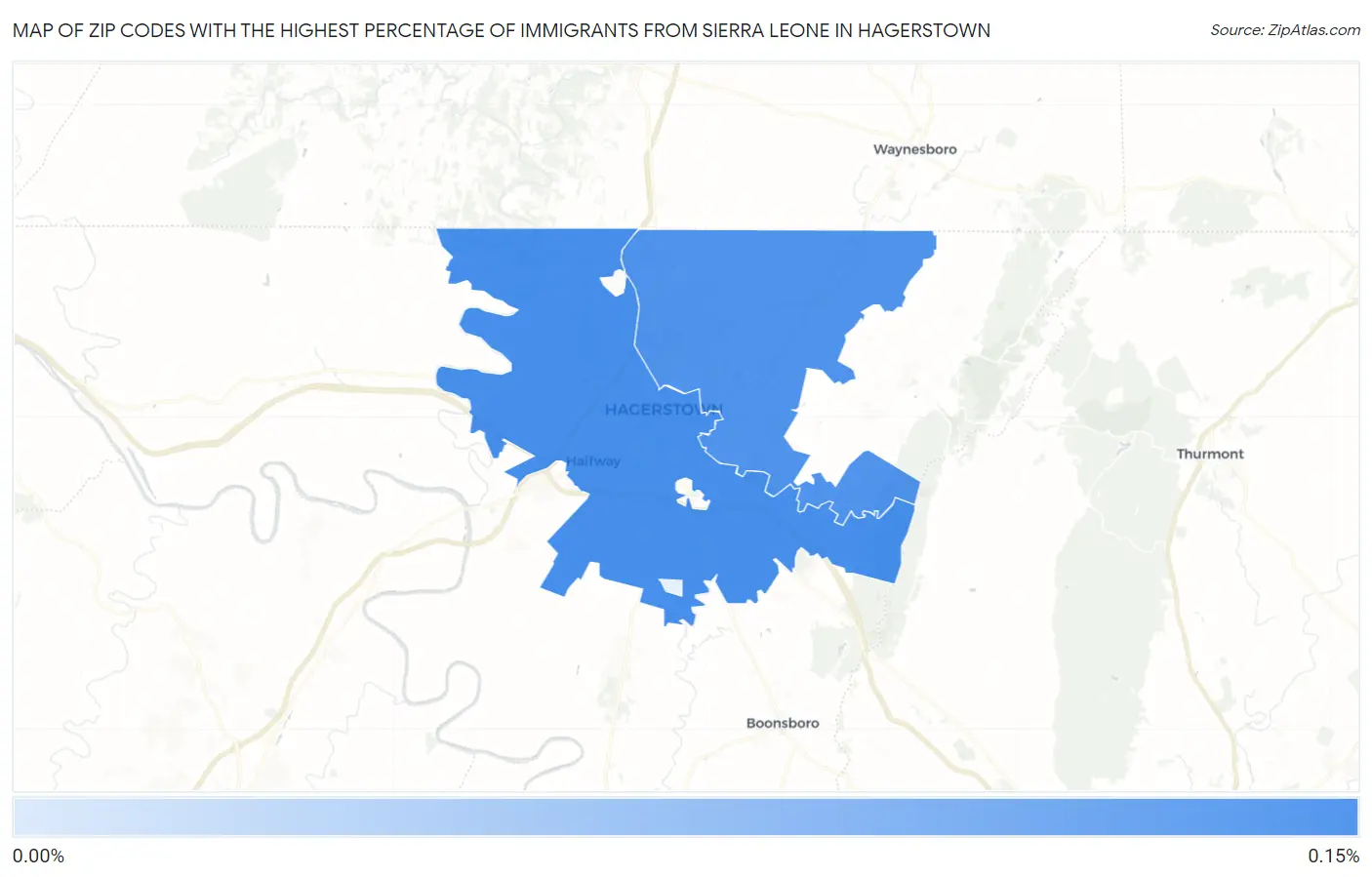 Zip Codes with the Highest Percentage of Immigrants from Sierra Leone in Hagerstown Map