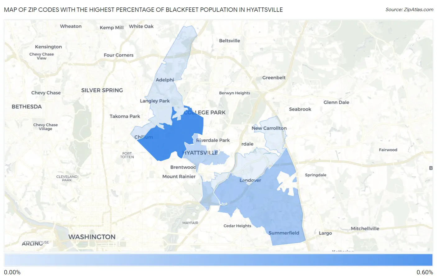 Zip Codes with the Highest Percentage of Blackfeet Population in Hyattsville Map