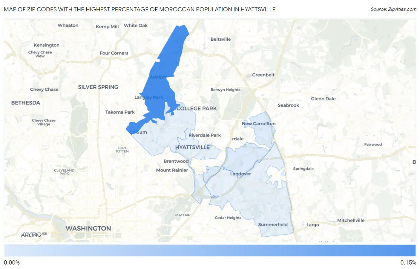 Zip Codes with the Highest Percentage of Moroccan Population in Hyattsville Map