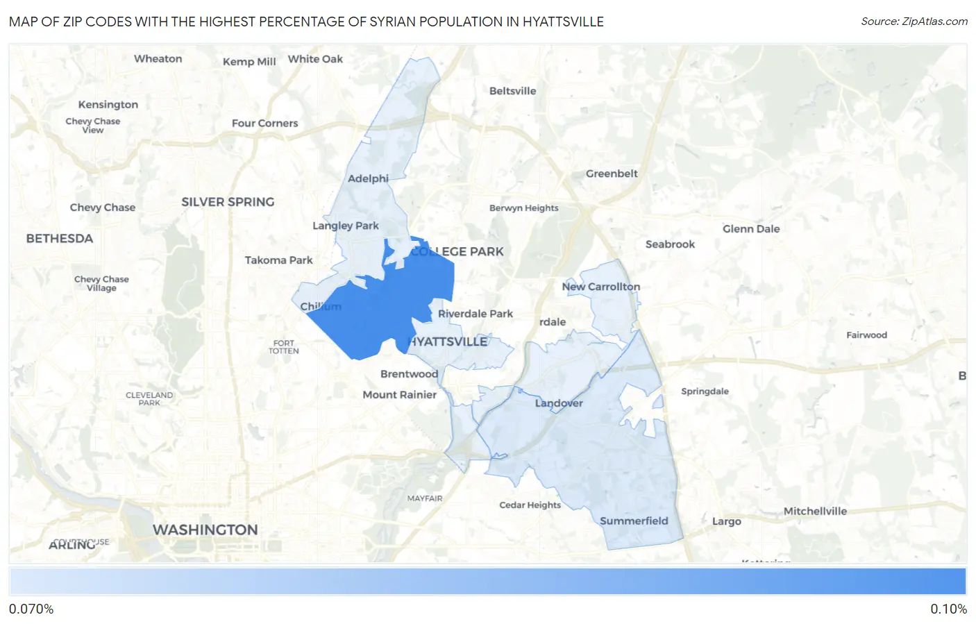 Zip Codes with the Highest Percentage of Syrian Population in Hyattsville Map