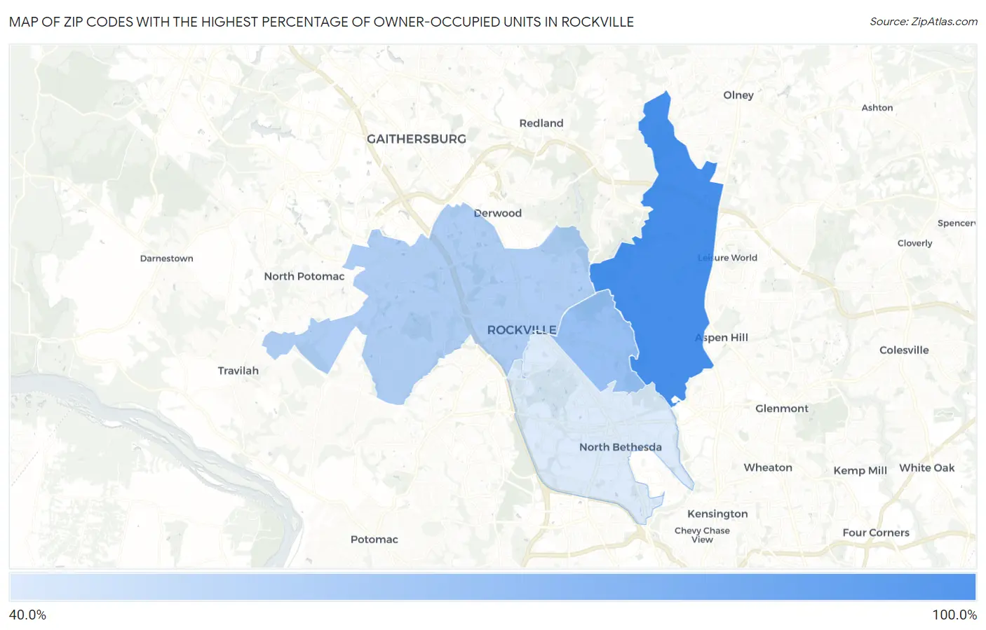 Zip Codes with the Highest Percentage of Owner-Occupied Units in Rockville Map
