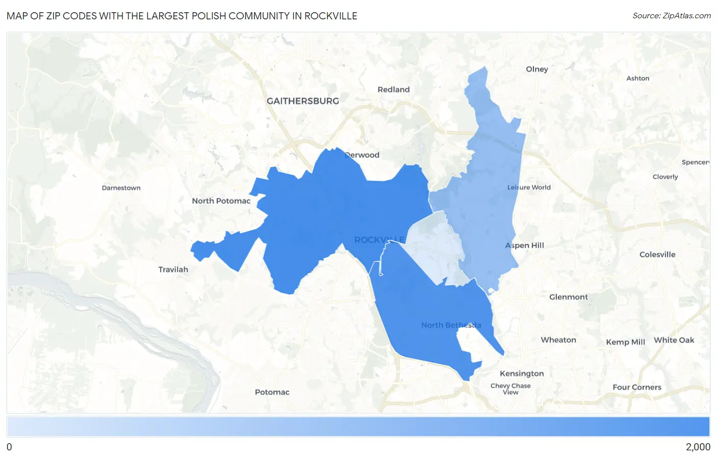 Zip Codes with the Largest Polish Community in Rockville Map