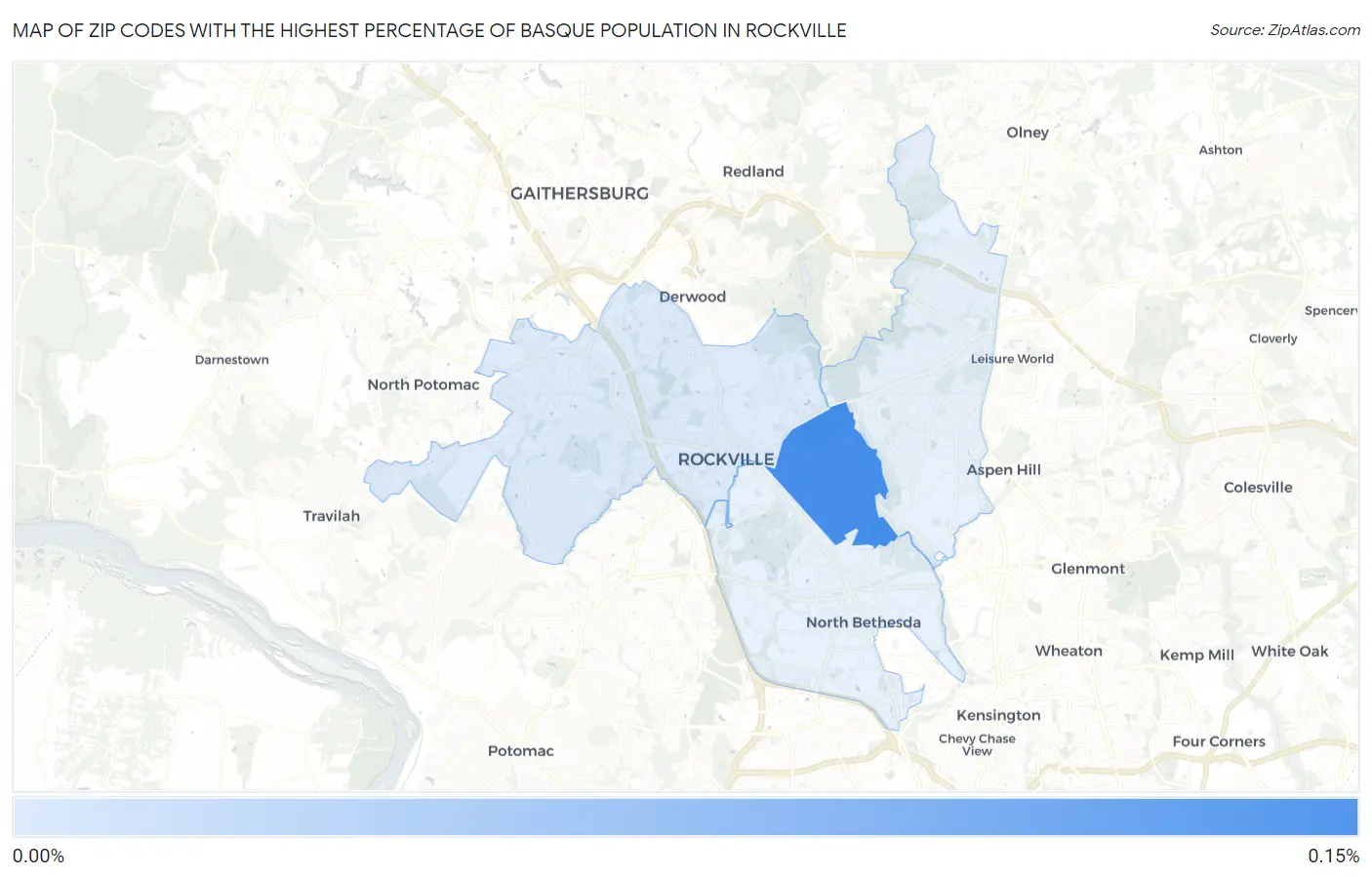 Zip Codes with the Highest Percentage of Basque Population in Rockville Map