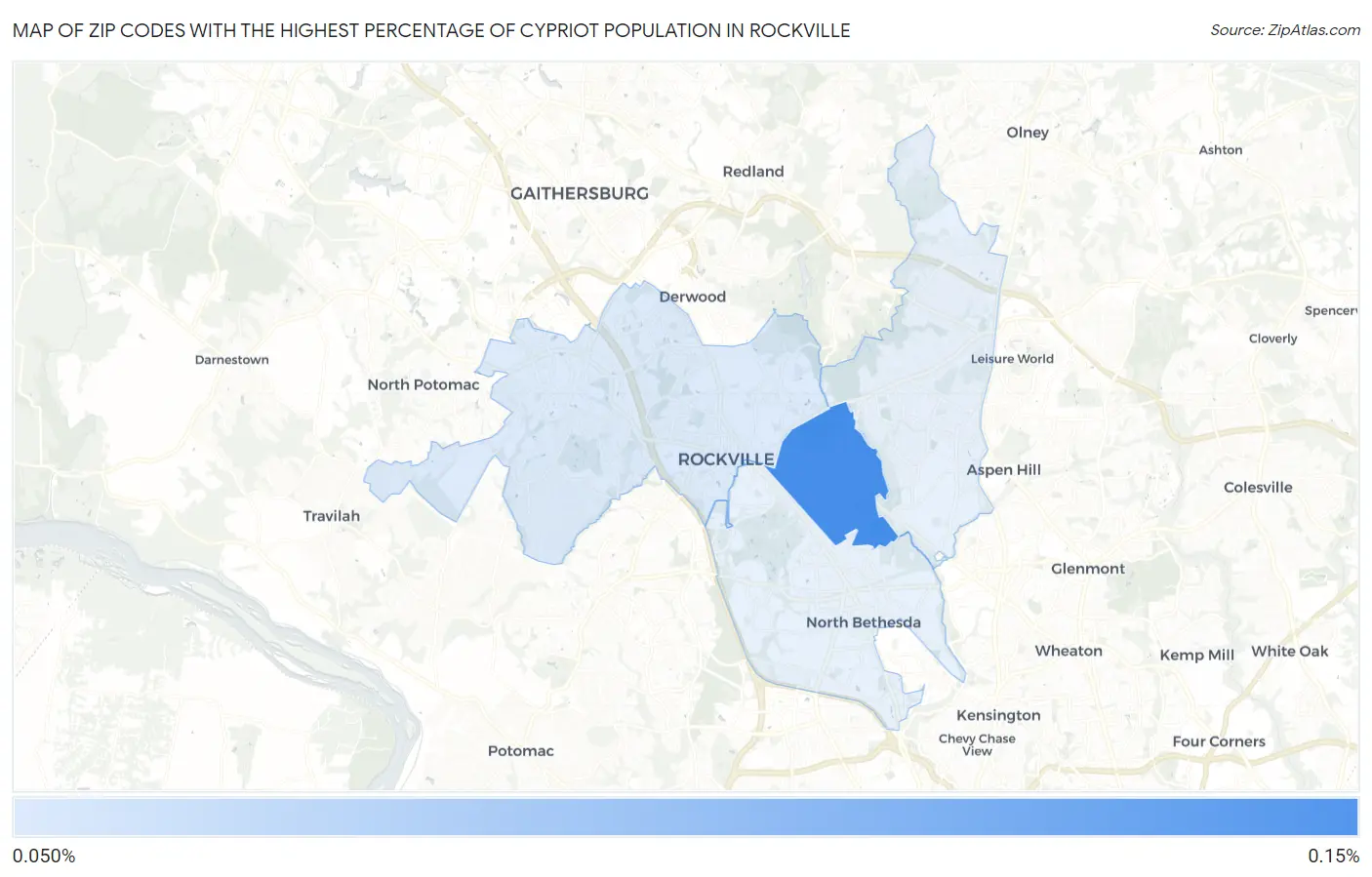 Zip Codes with the Highest Percentage of Cypriot Population in Rockville Map