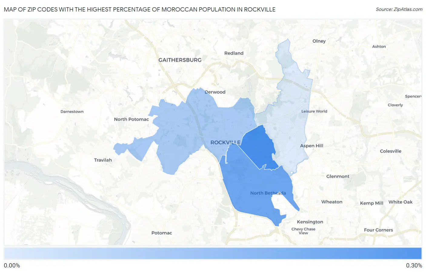 Zip Codes with the Highest Percentage of Moroccan Population in Rockville Map