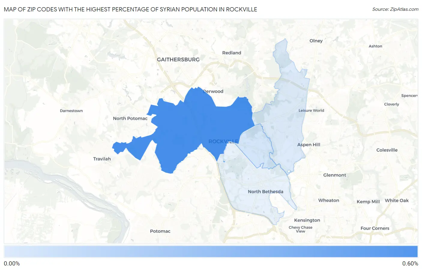 Zip Codes with the Highest Percentage of Syrian Population in Rockville Map