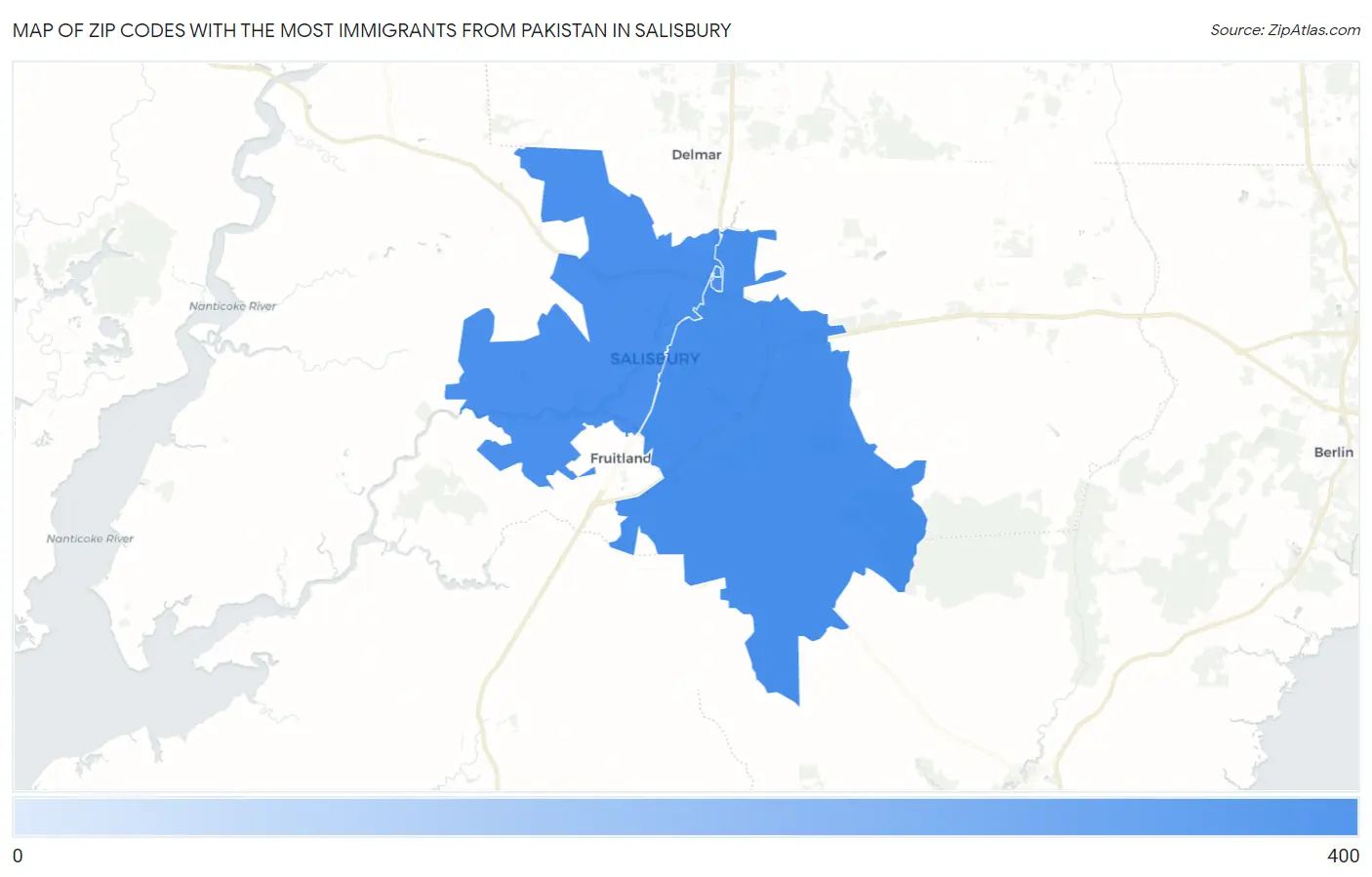 Zip Codes with the Most Immigrants from Pakistan in Salisbury Map