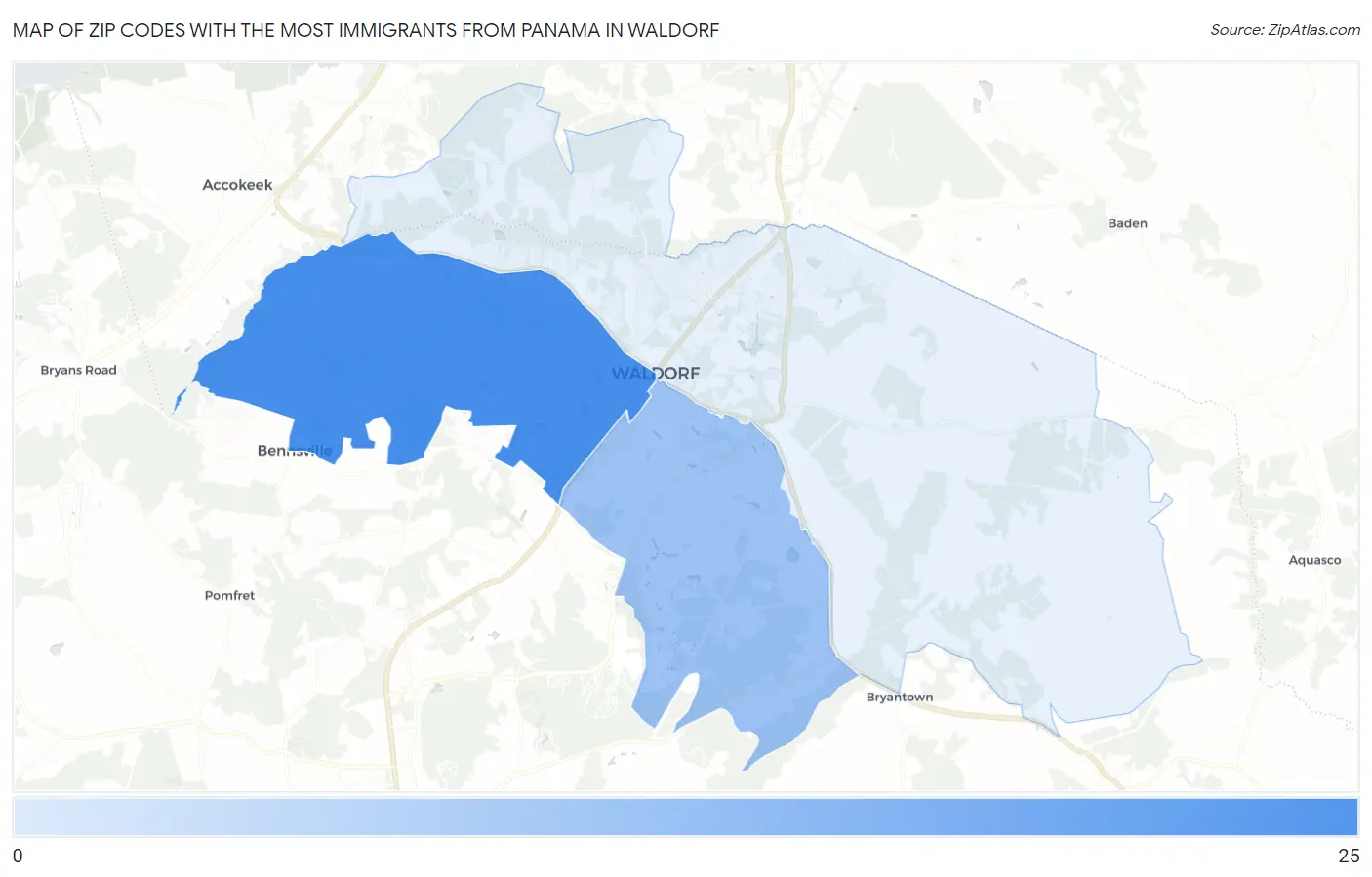 Zip Codes with the Most Immigrants from Panama in Waldorf Map
