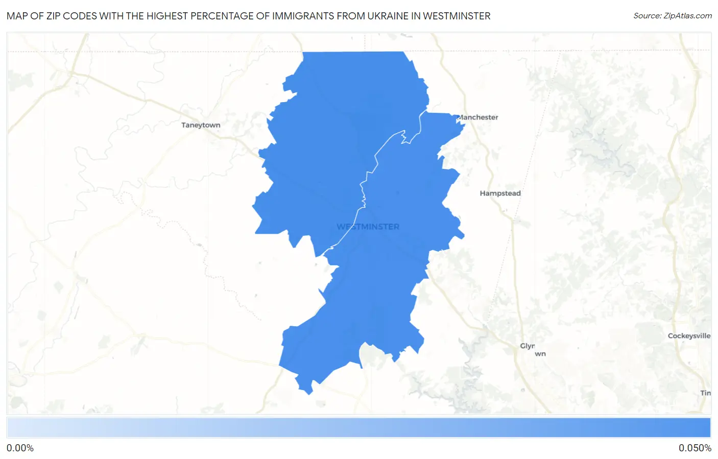 Zip Codes with the Highest Percentage of Immigrants from Ukraine in Westminster Map
