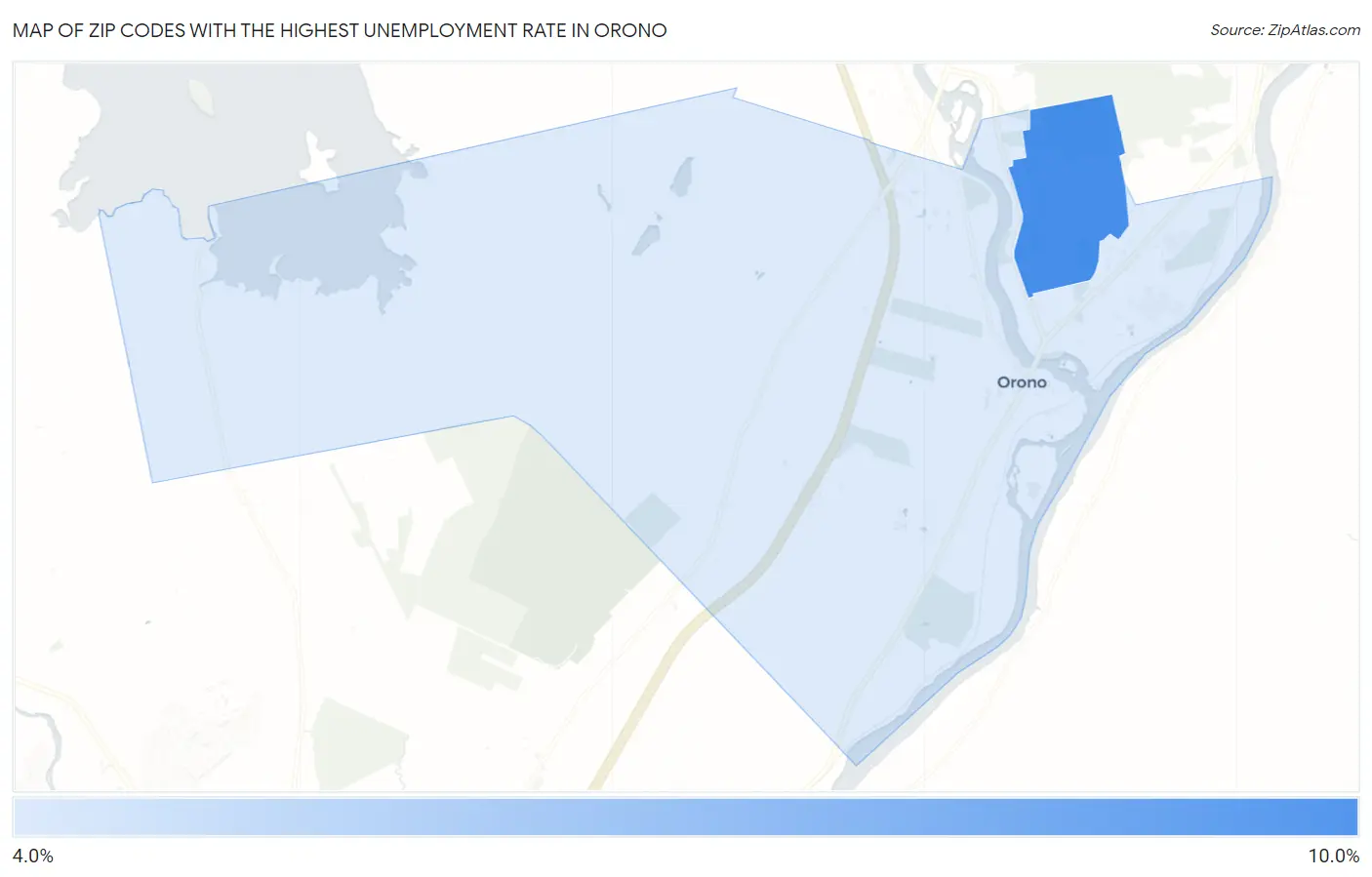 Zip Codes with the Highest Unemployment Rate in Orono Map