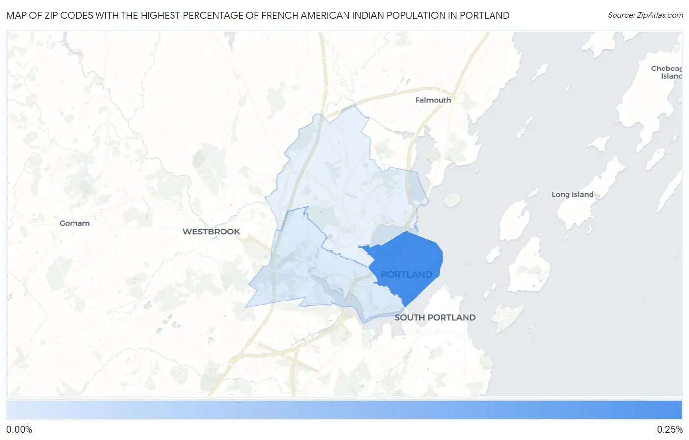 Zip Codes with the Highest Percentage of French American Indian Population in Portland Map