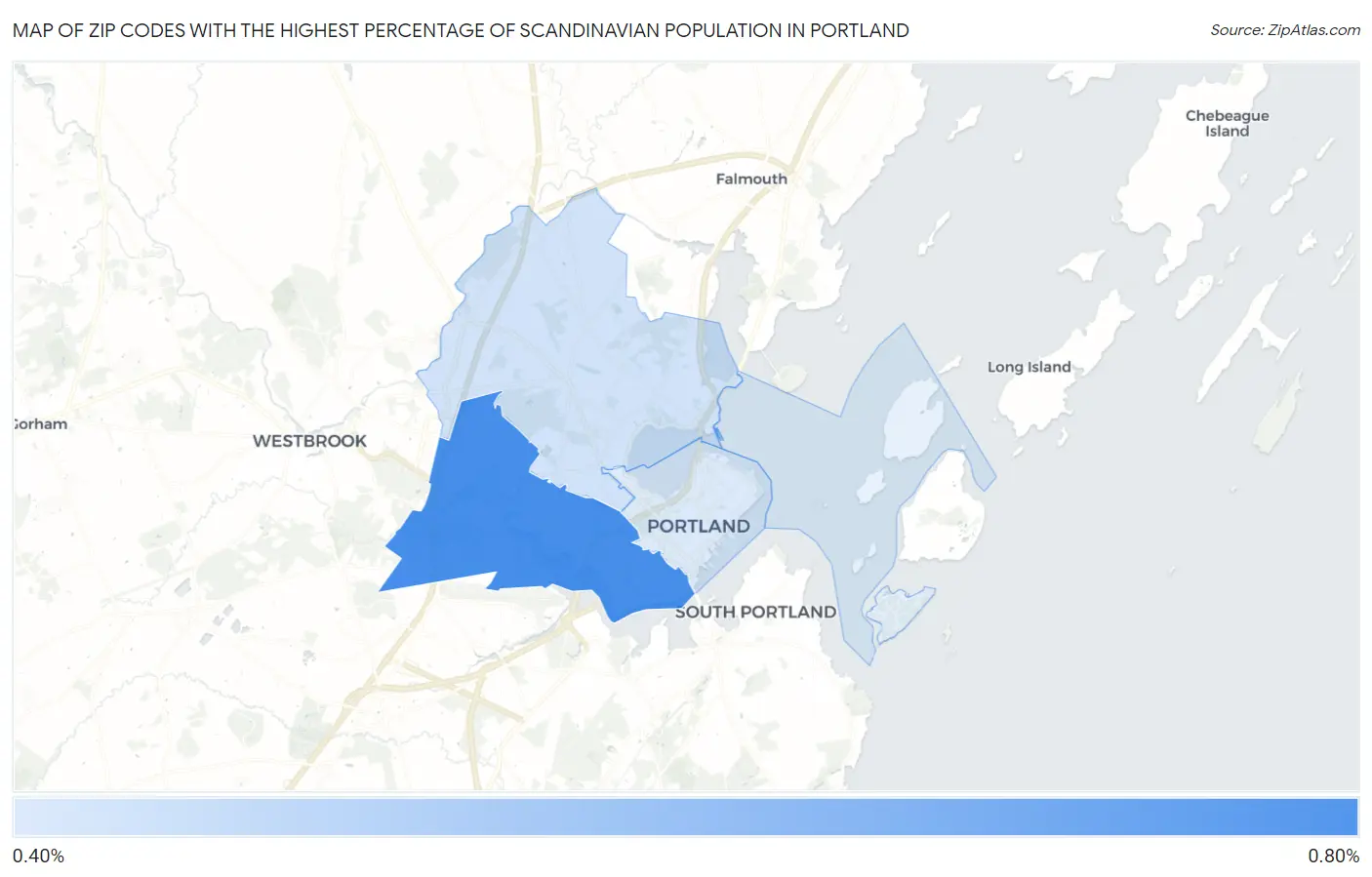 Zip Codes with the Highest Percentage of Scandinavian Population in Portland Map