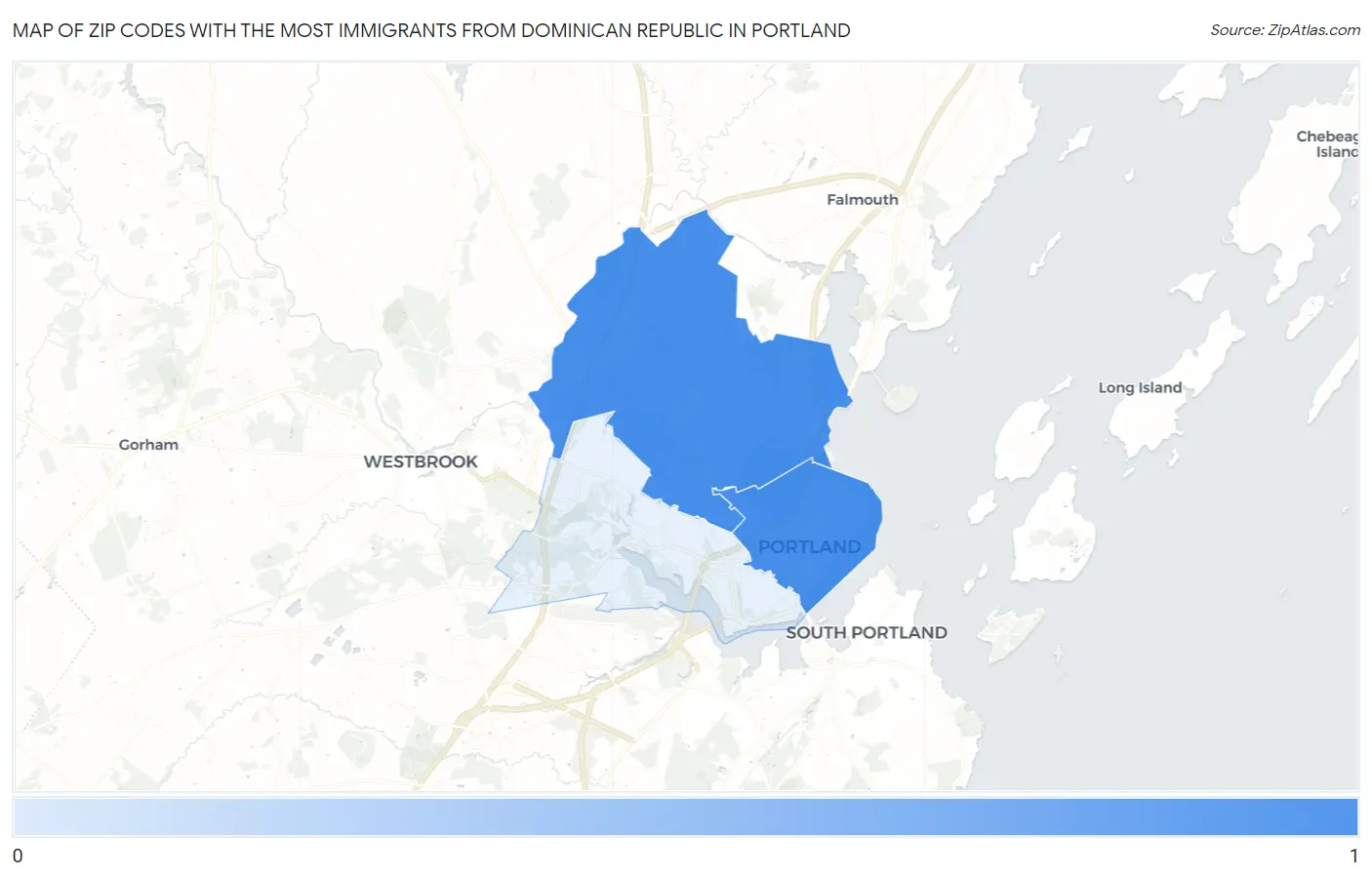 Zip Codes with the Most Immigrants from Dominican Republic in Portland Map