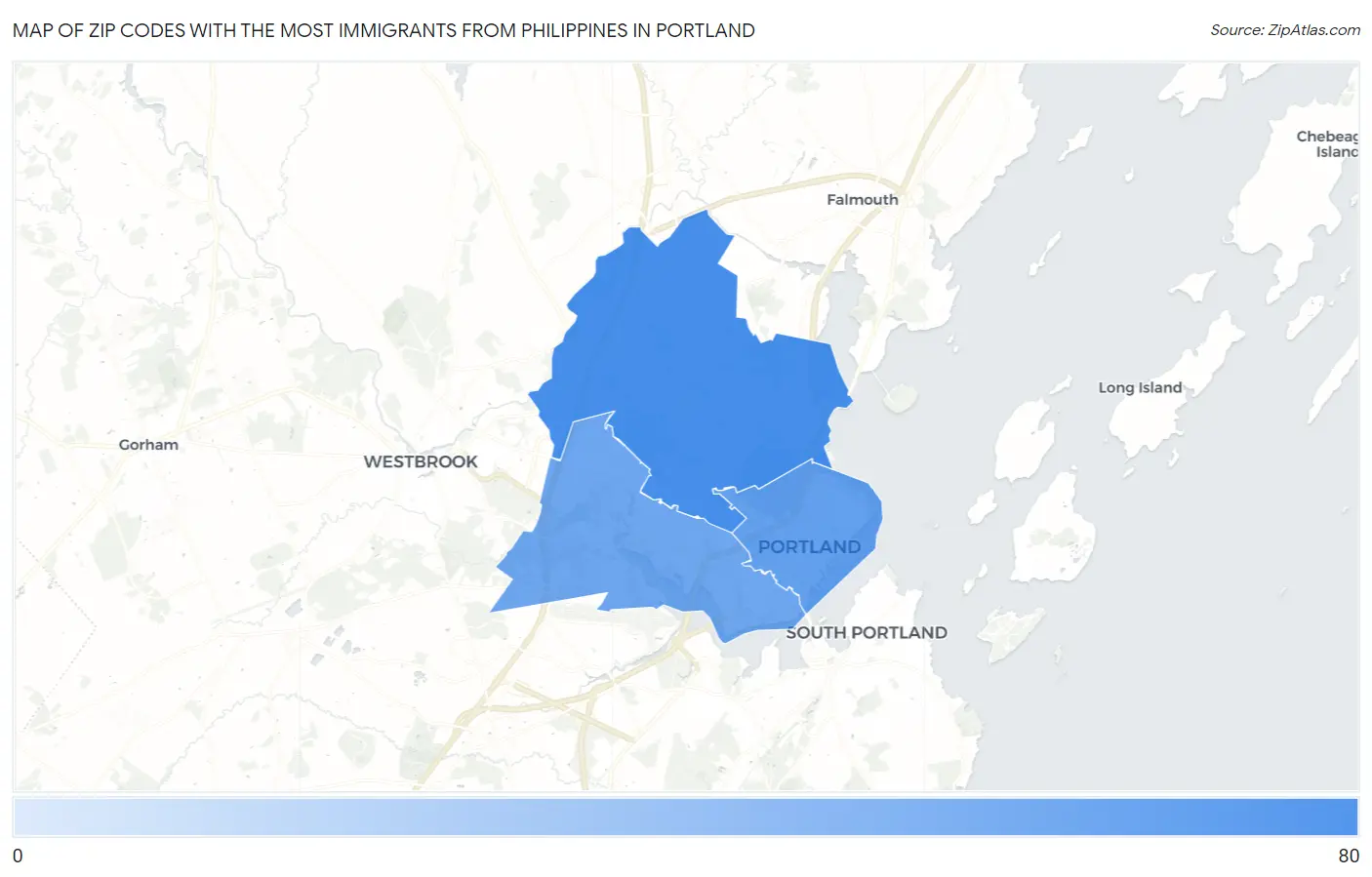 Zip Codes with the Most Immigrants from Philippines in Portland Map