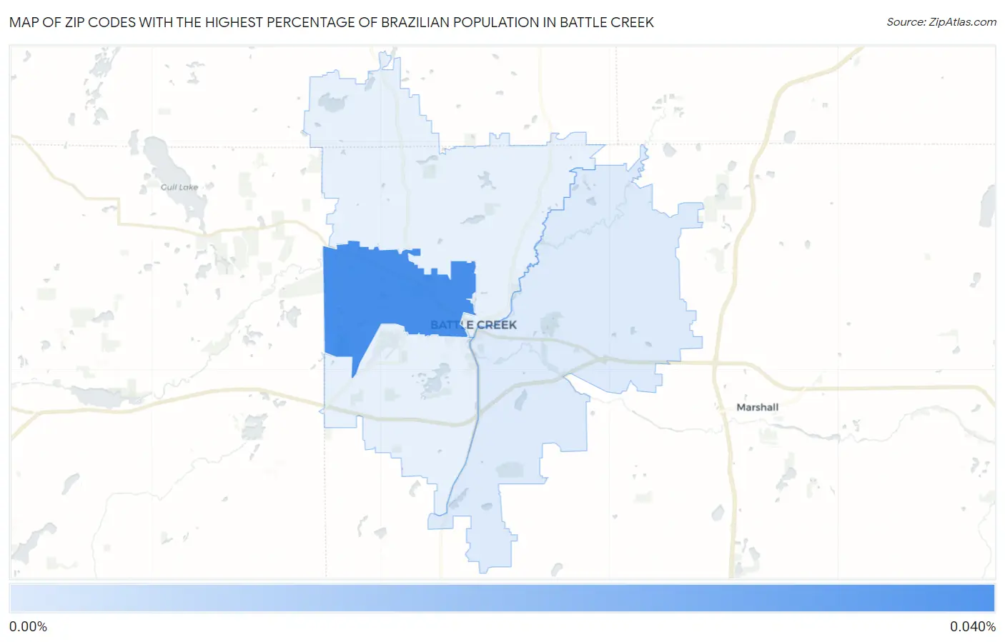 Zip Codes with the Highest Percentage of Brazilian Population in Battle Creek Map