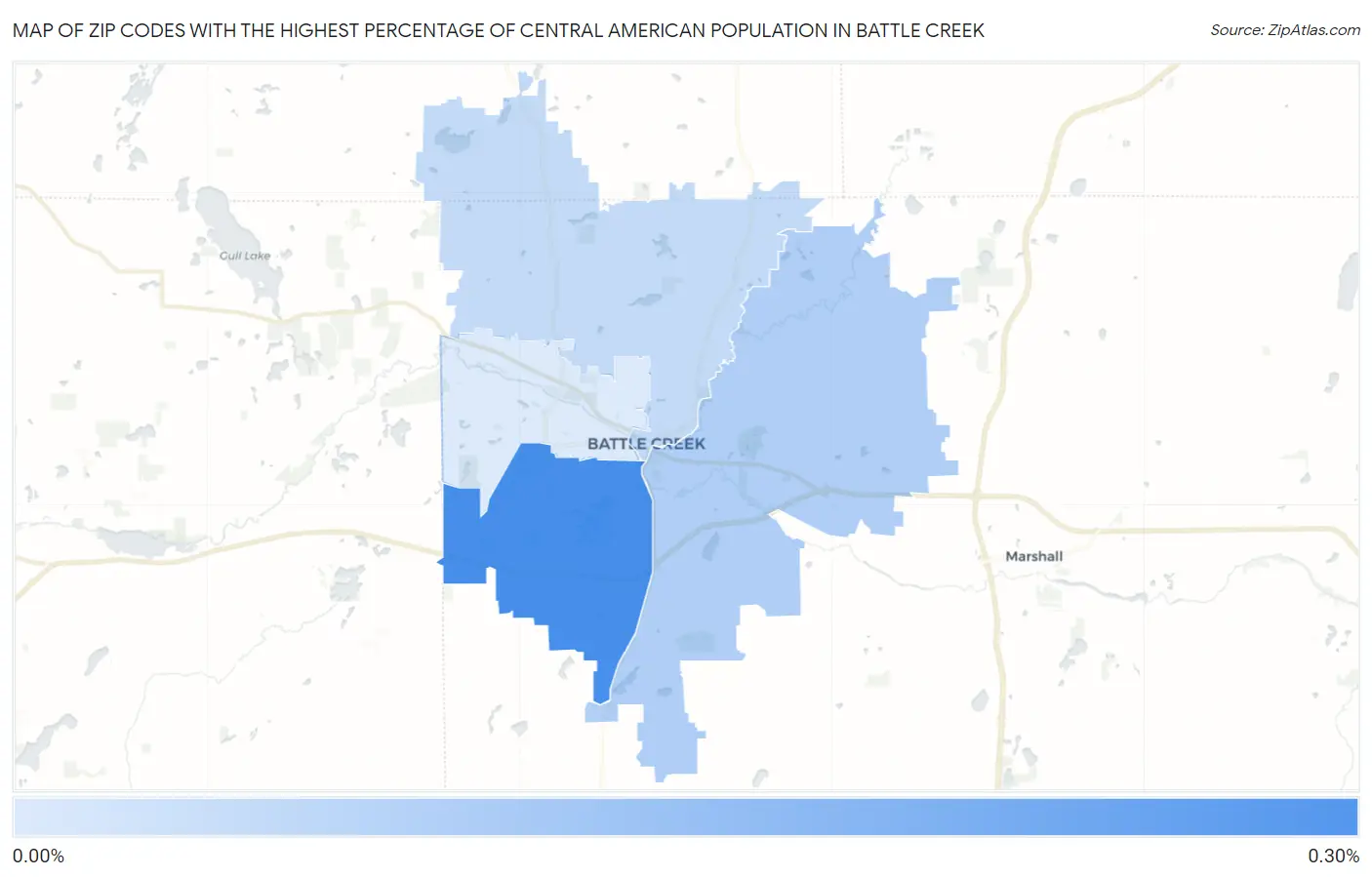 Zip Codes with the Highest Percentage of Central American Population in Battle Creek Map