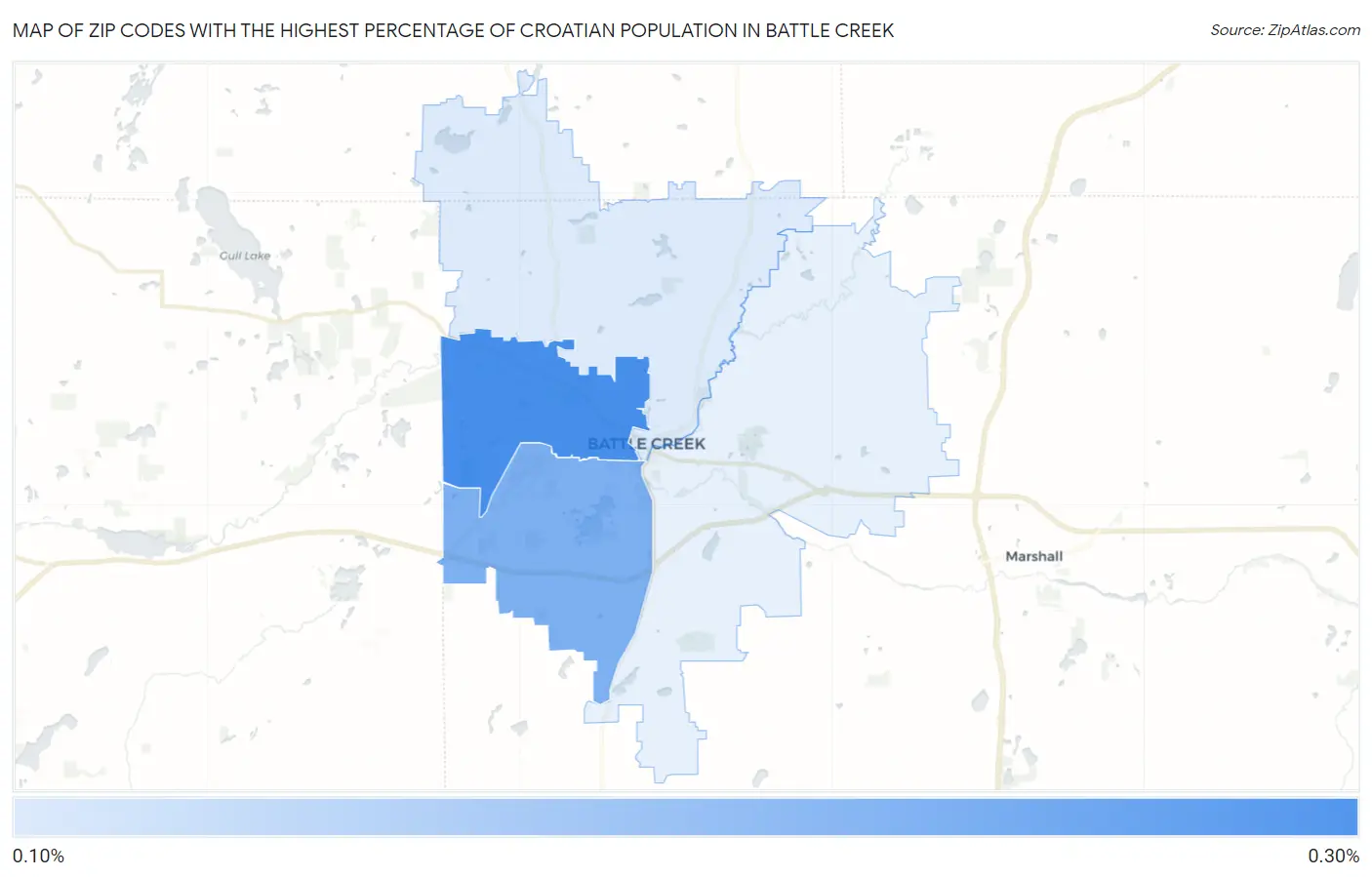 Zip Codes with the Highest Percentage of Croatian Population in Battle Creek Map