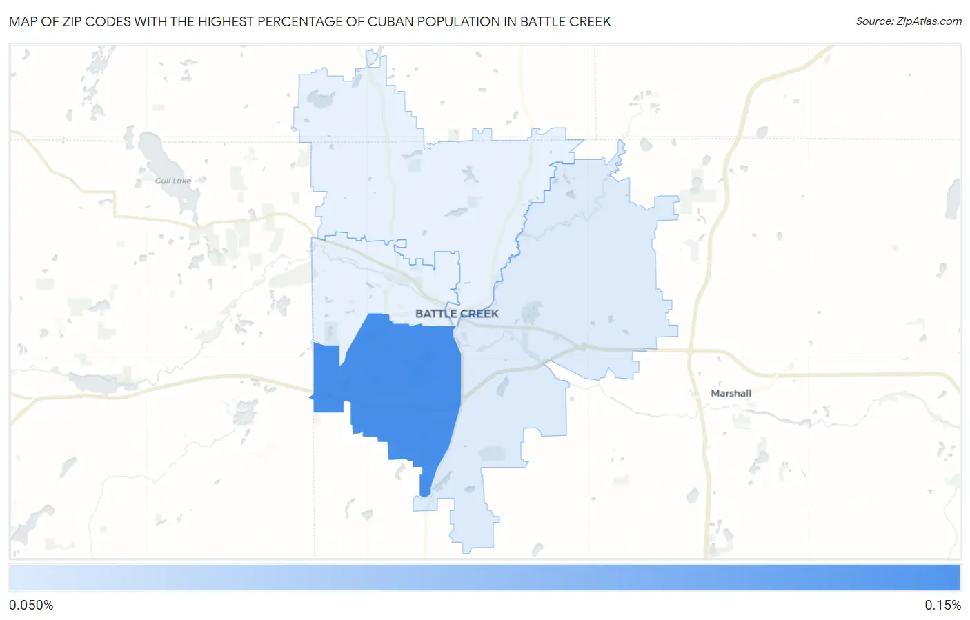 Zip Codes with the Highest Percentage of Cuban Population in Battle Creek Map