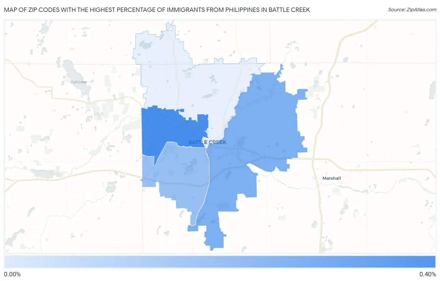 Zip Codes with the Highest Percentage of Immigrants from Philippines in Battle Creek Map