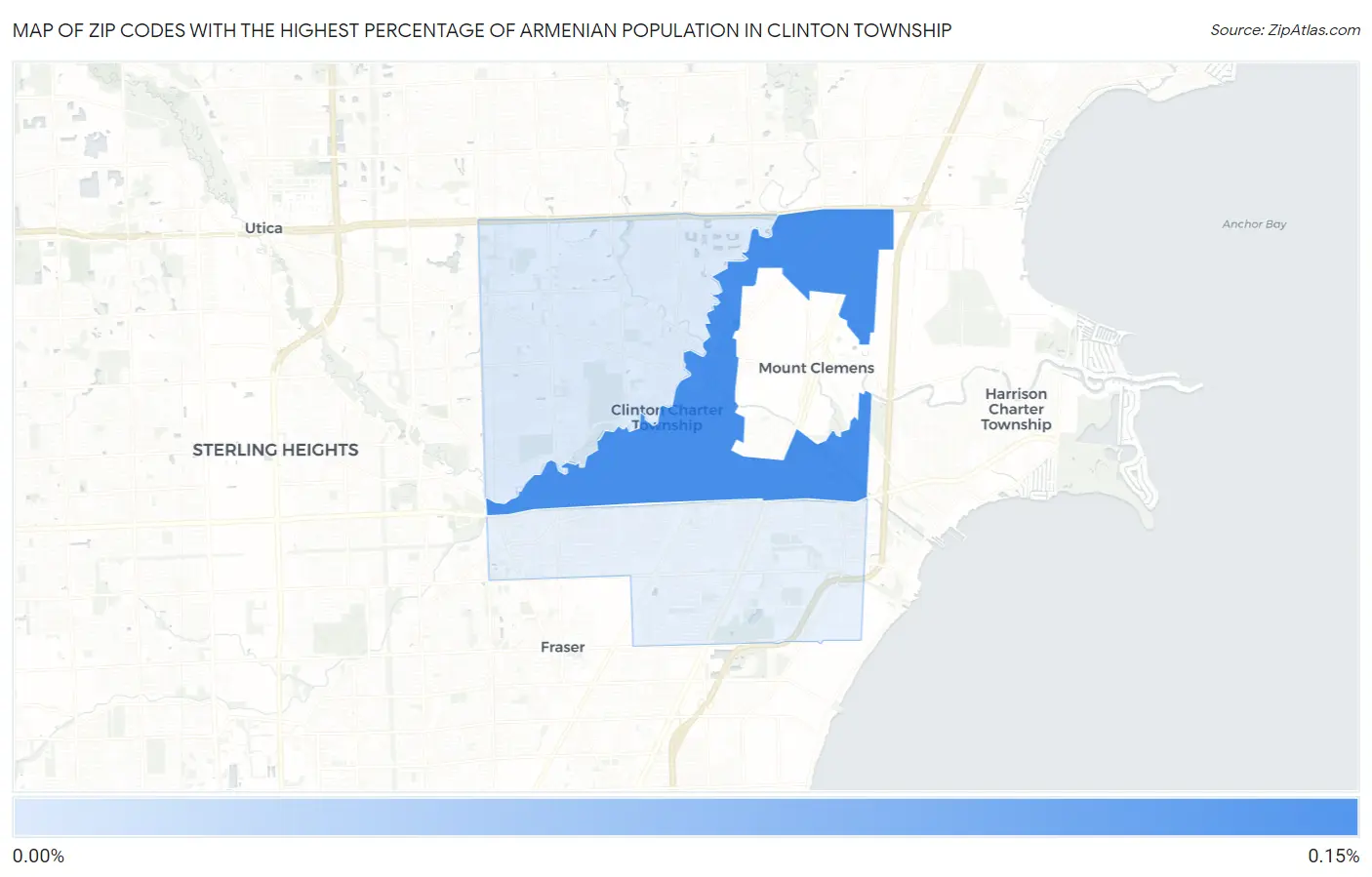 Zip Codes with the Highest Percentage of Armenian Population in Clinton Township Map
