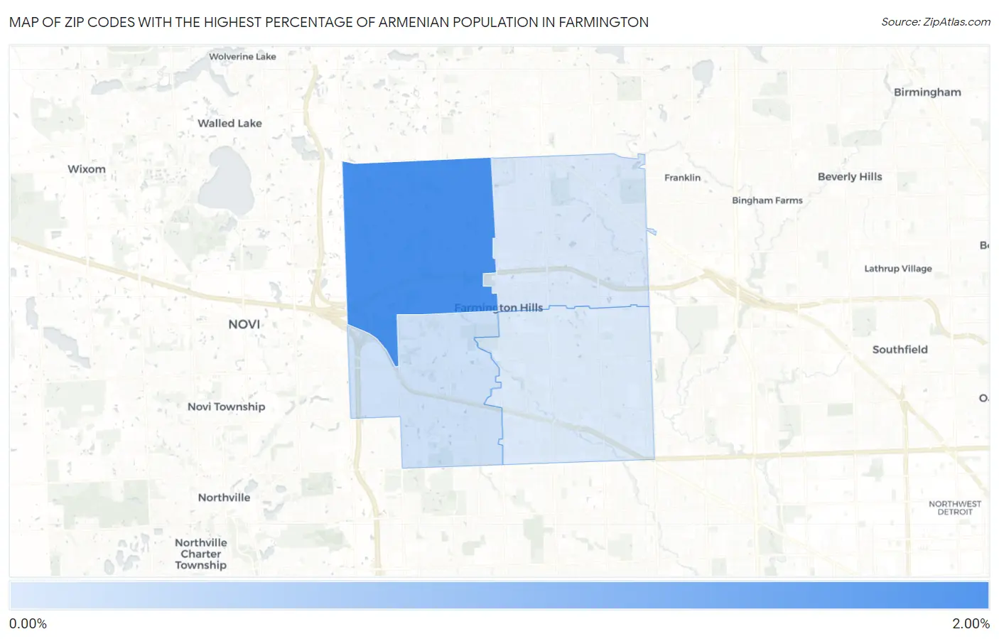 Zip Codes with the Highest Percentage of Armenian Population in Farmington Map