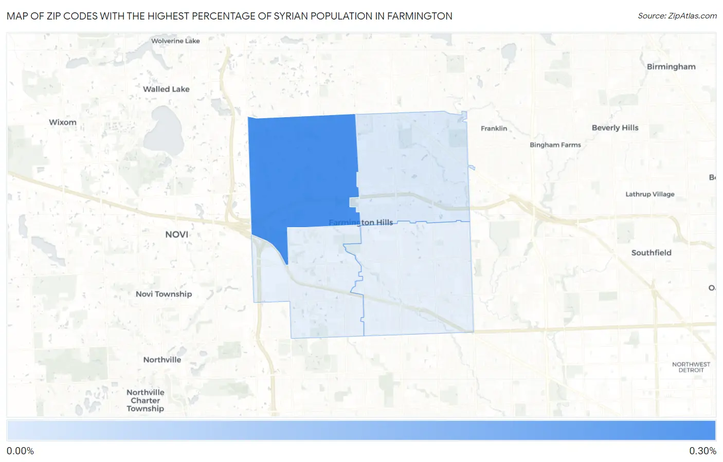 Zip Codes with the Highest Percentage of Syrian Population in Farmington Map