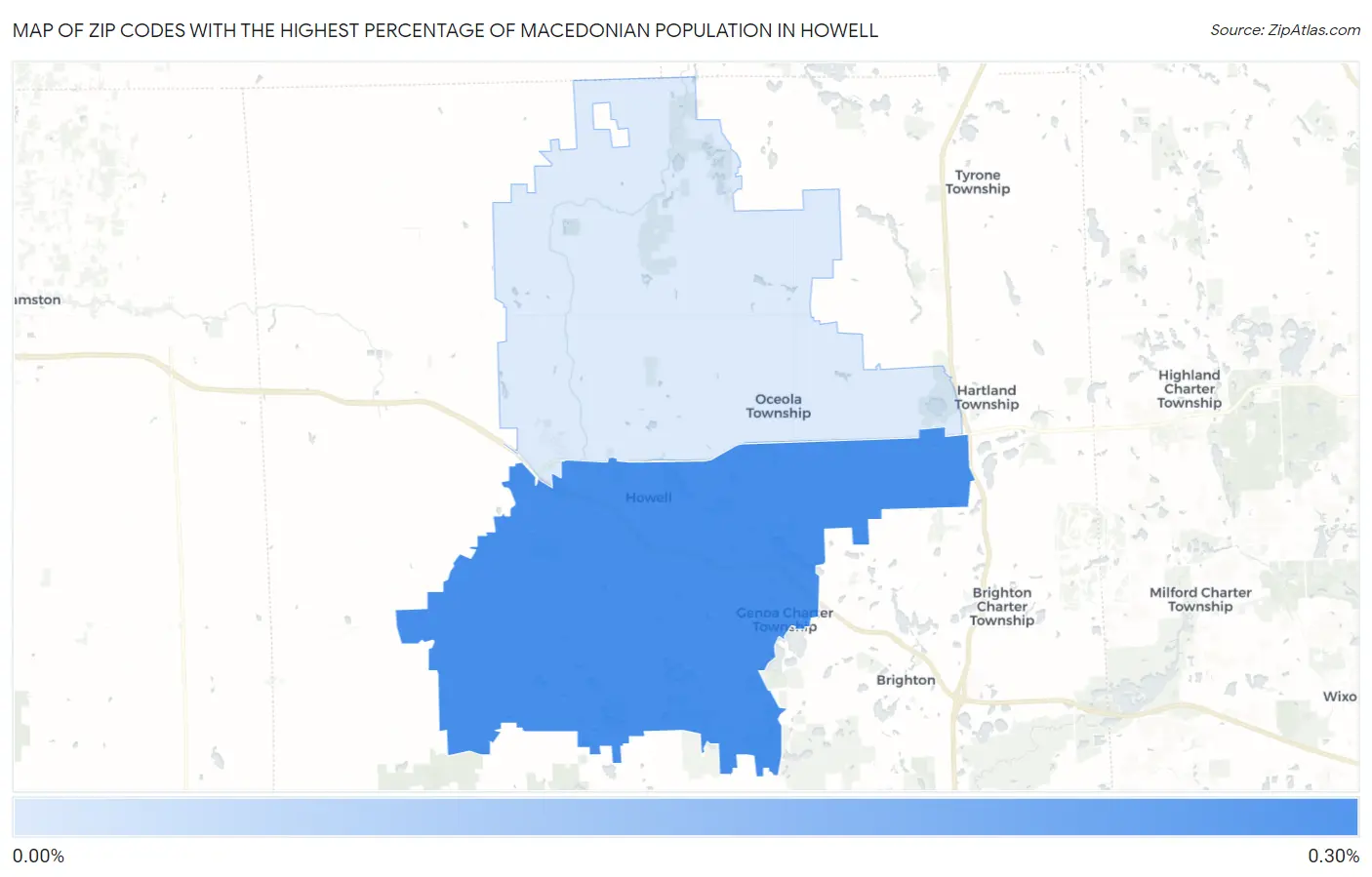 Zip Codes with the Highest Percentage of Macedonian Population in Howell Map