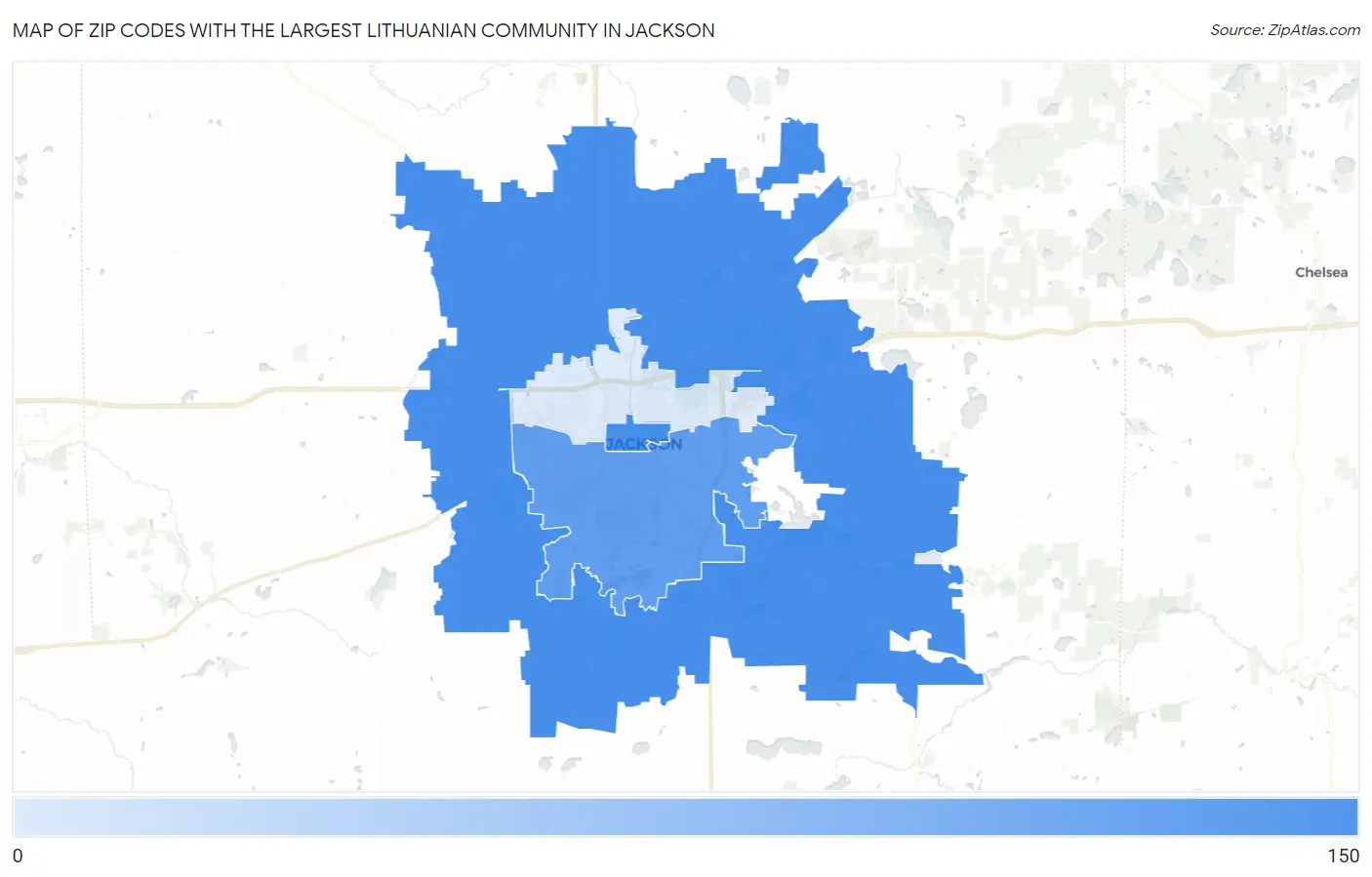 Zip Codes with the Largest Lithuanian Community in Jackson Map