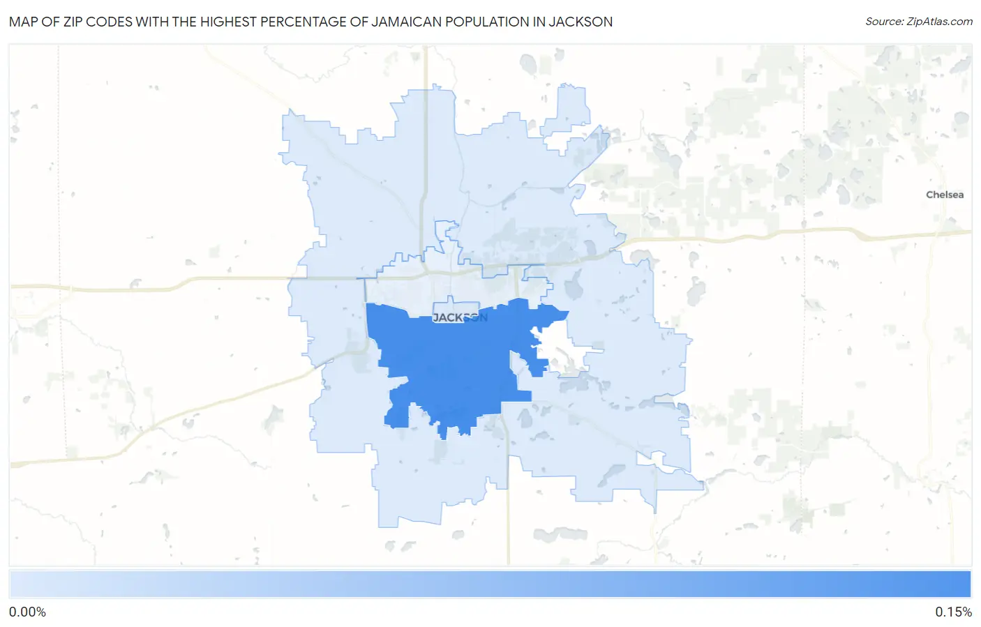 Zip Codes with the Highest Percentage of Jamaican Population in Jackson Map